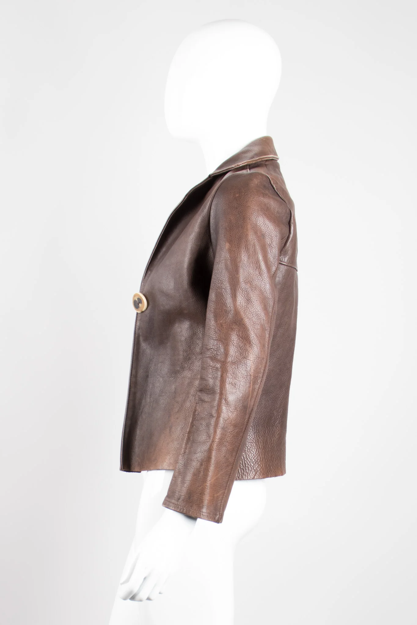 Shrunken Leather Blazer - Image 6