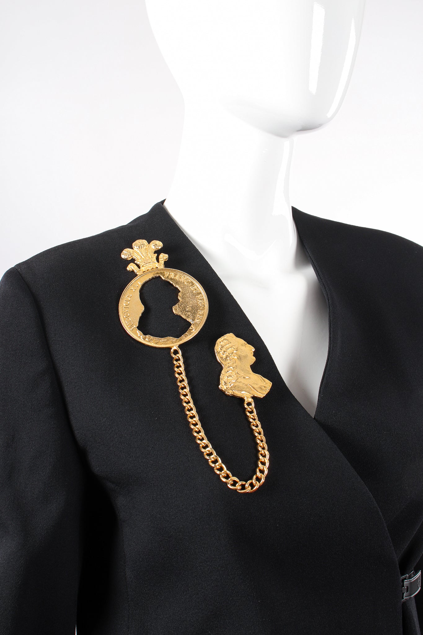Silhouette Coin Cutout Chain Brooch - Image 2