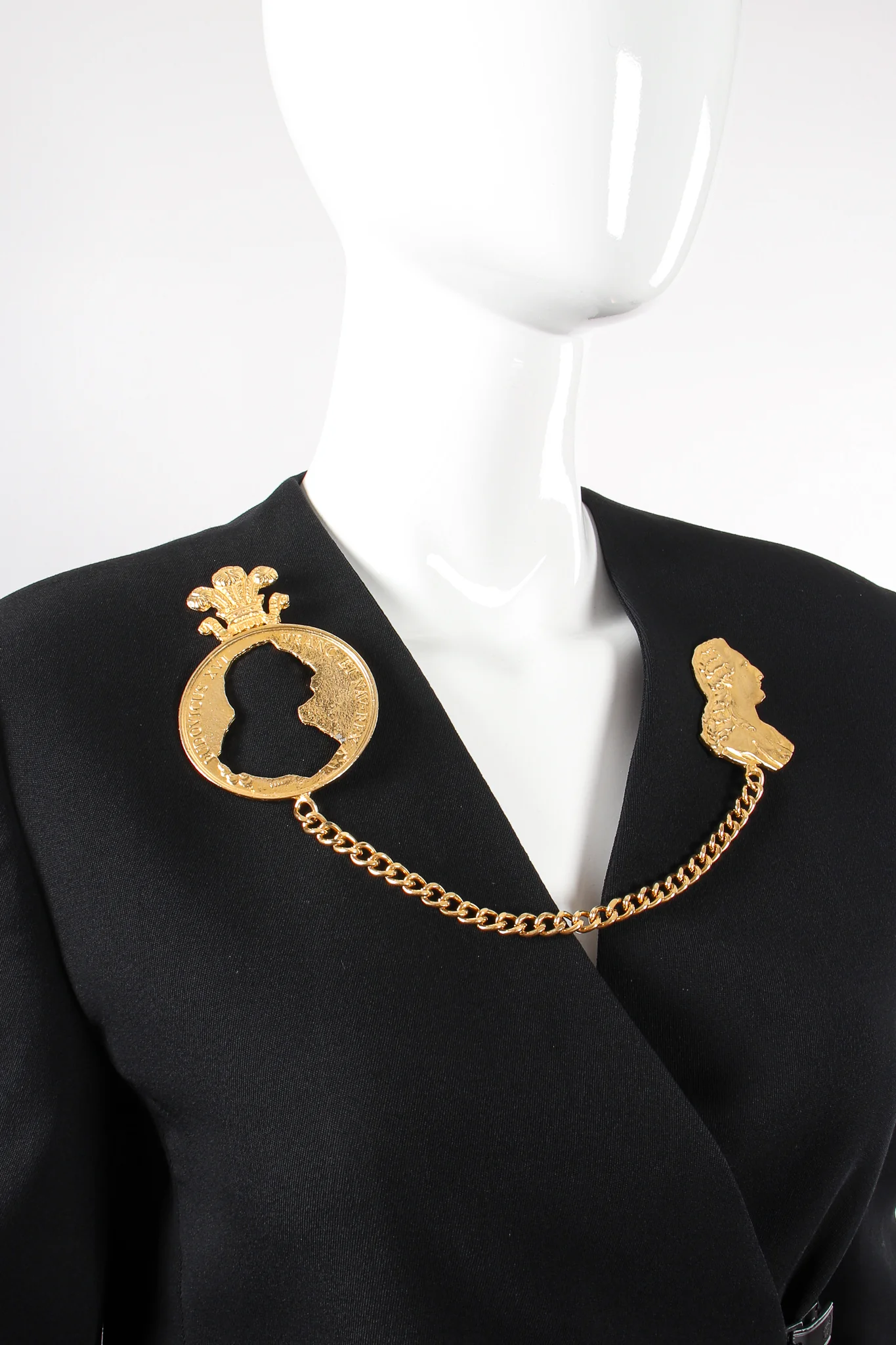 Silhouette Coin Cutout Chain Brooch - Image 3