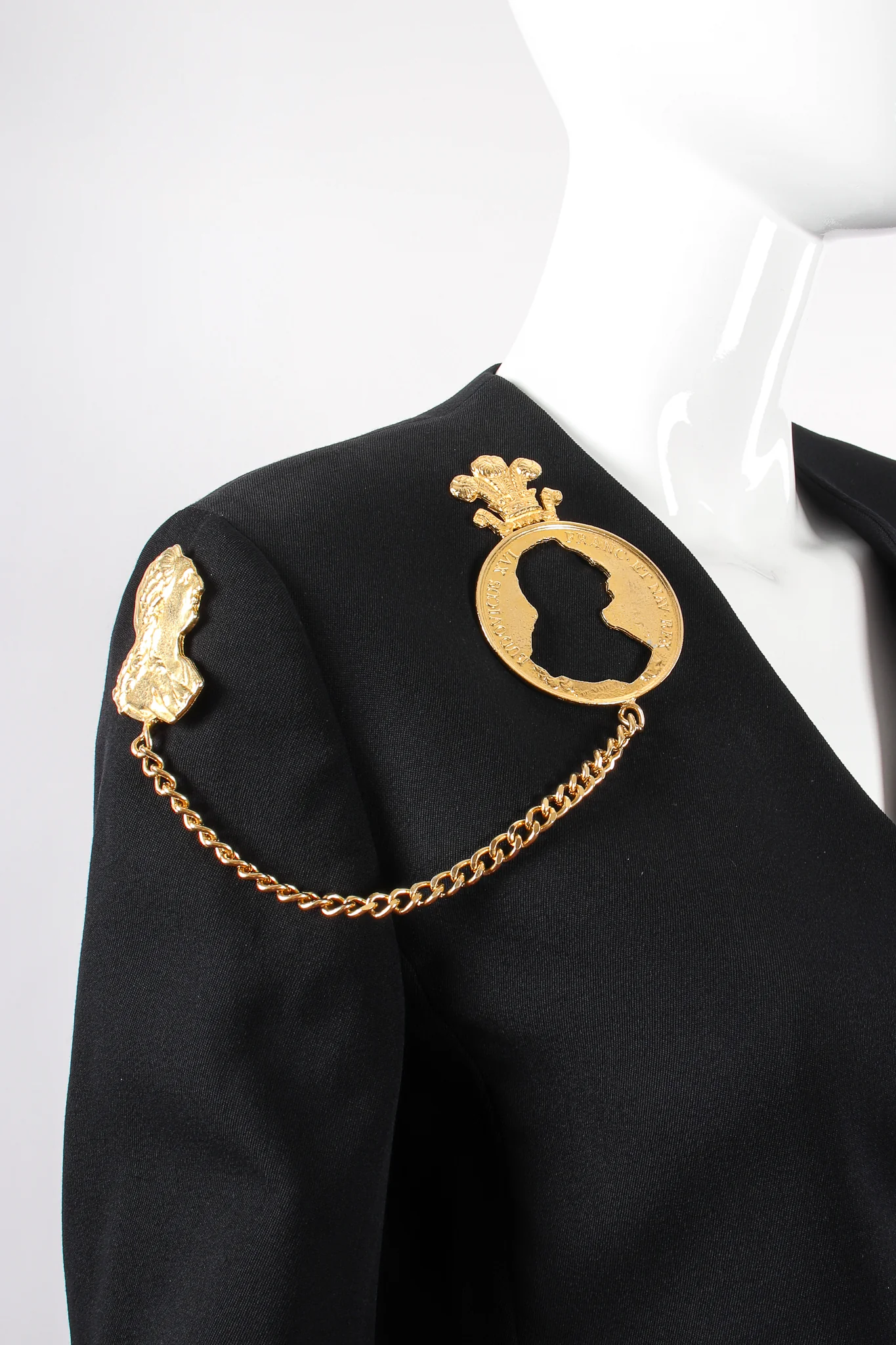 Silhouette Coin Cutout Chain Brooch - Image 4