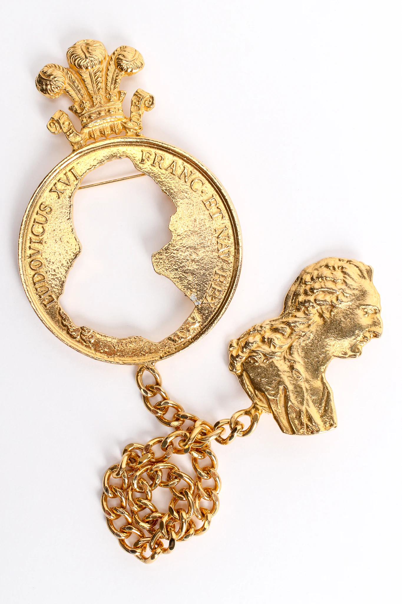 Silhouette Coin Cutout Chain Brooch - Image 6