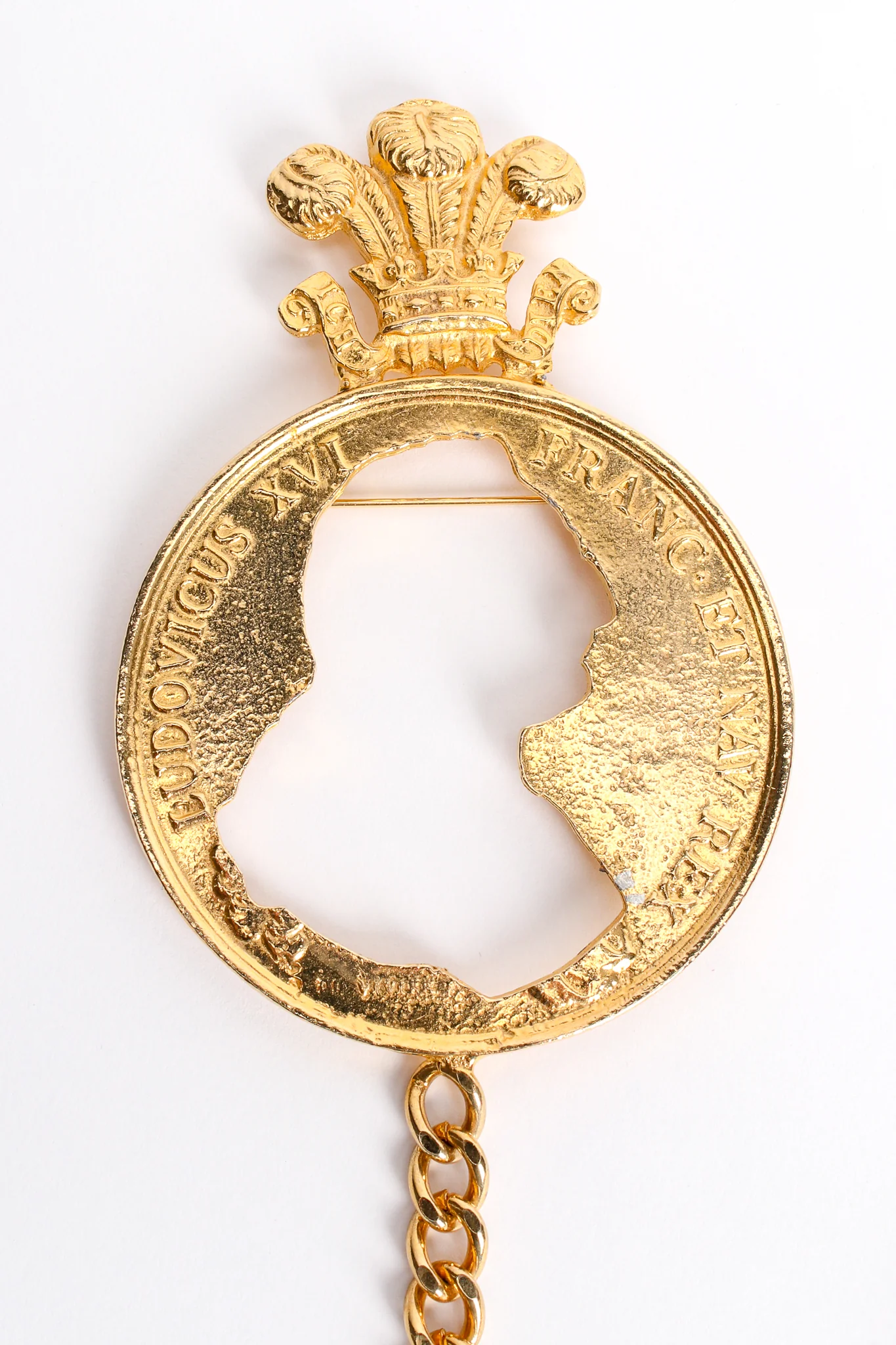 Silhouette Coin Cutout Chain Brooch - Image 7