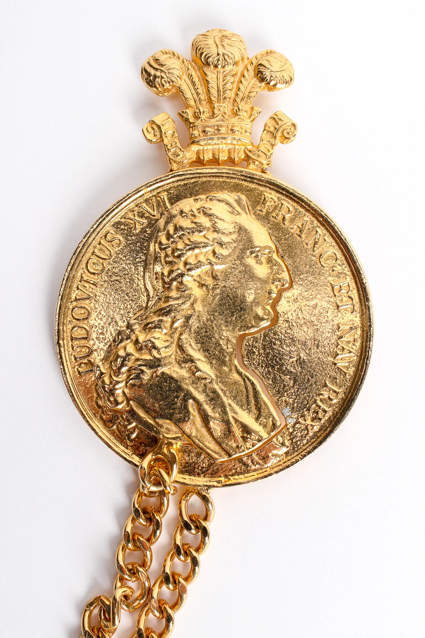 Silhouette Coin Cutout Chain Brooch - Image 9