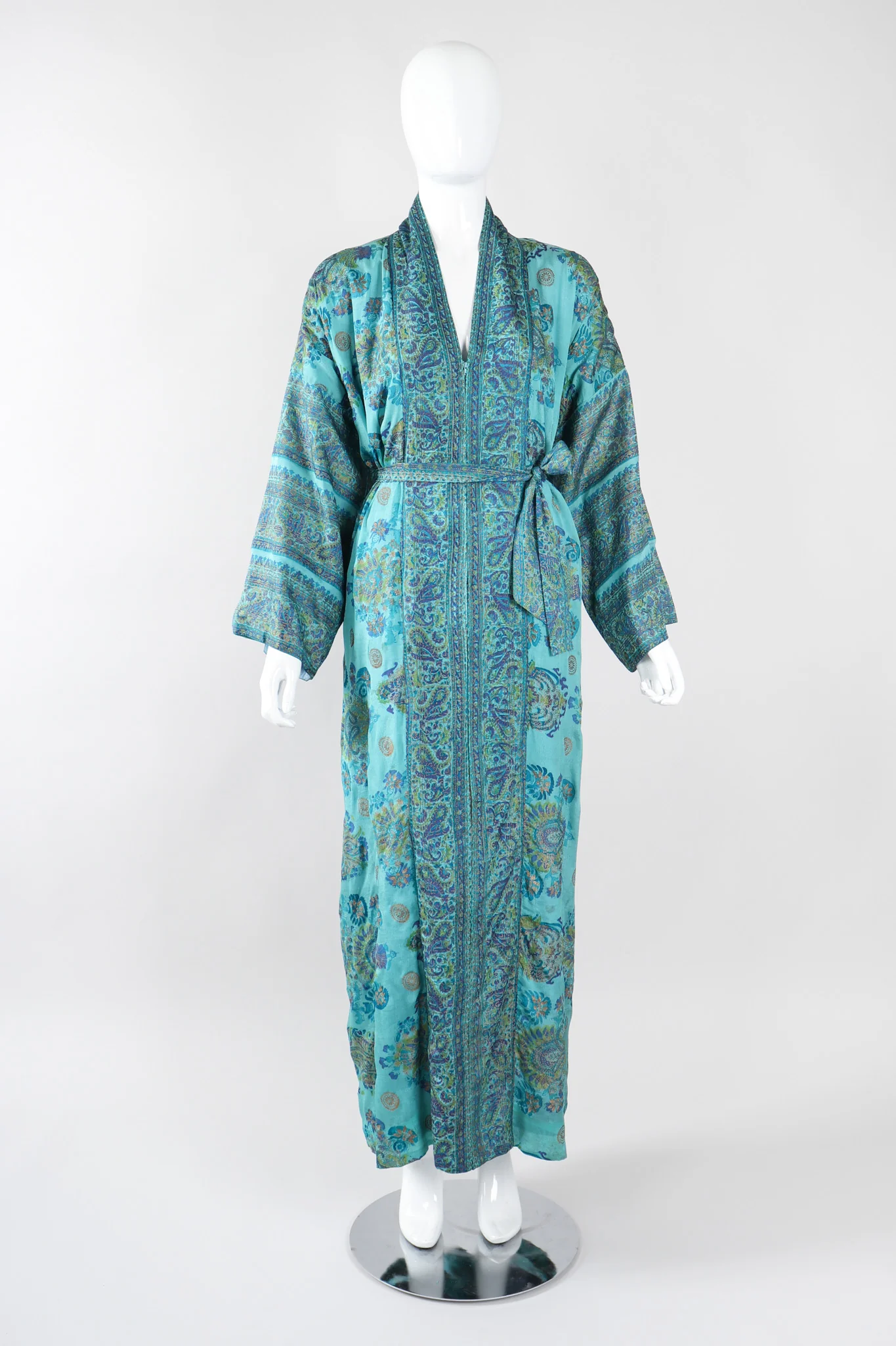 Silk Block Print Caftan - Image 3