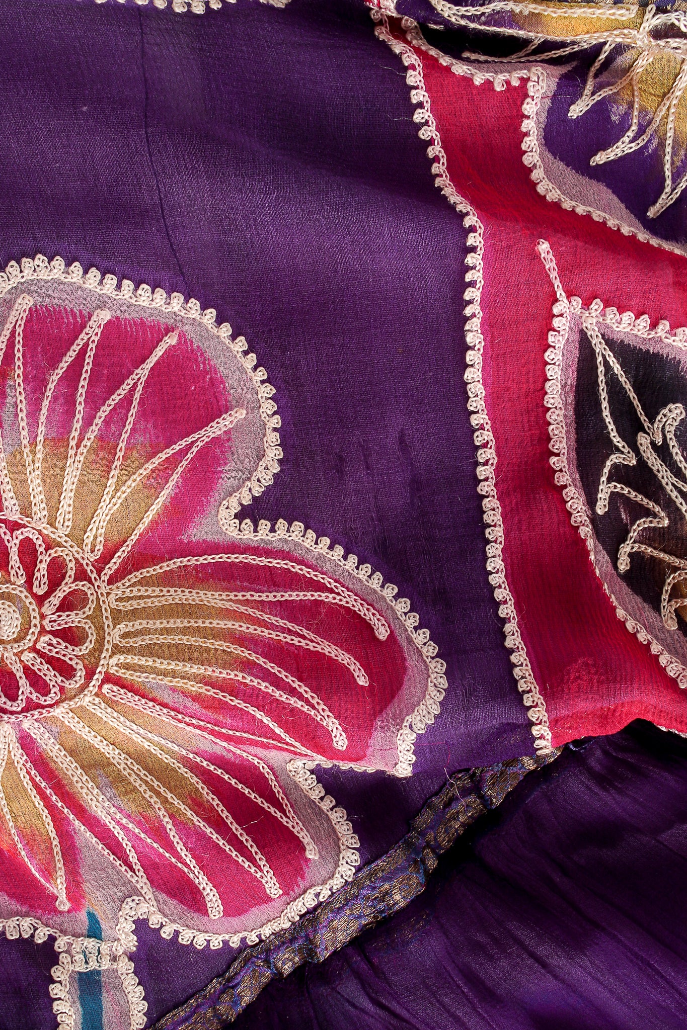Silk Chiffon Floral Embroidered Indian Dress - Image 15