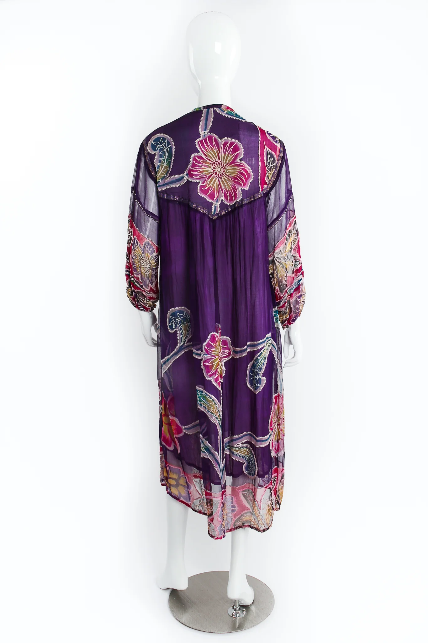 Silk Chiffon Floral Embroidered Indian Dress - Image 5