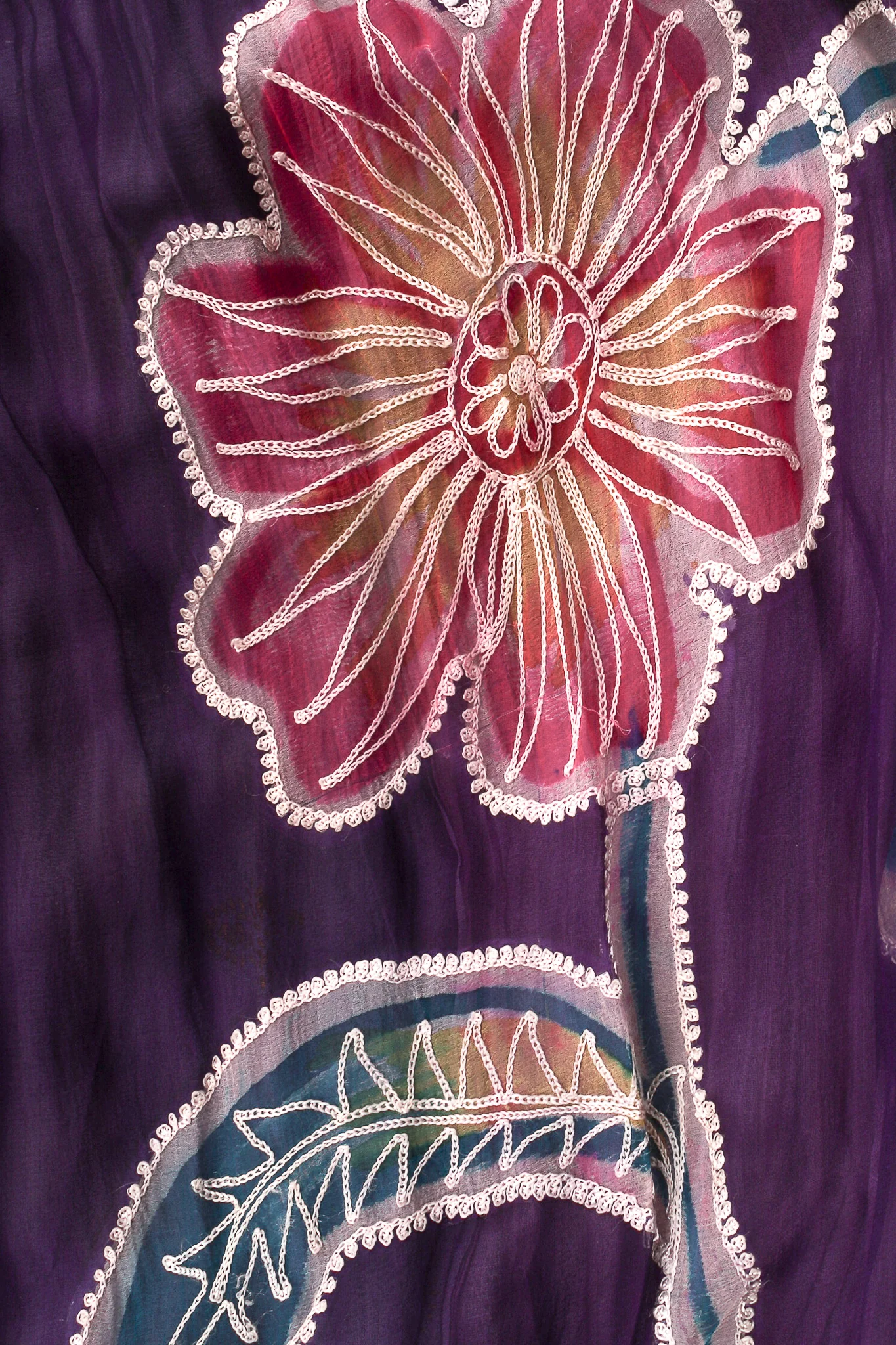 Silk Chiffon Floral Embroidered Indian Dress - Image 7