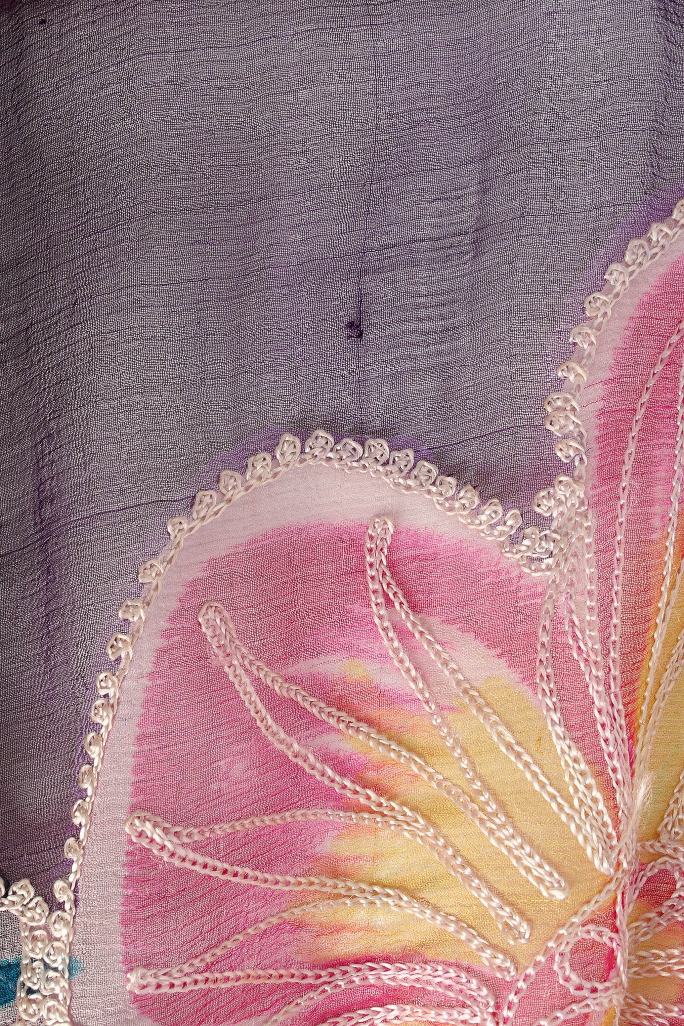 Silk Chiffon Floral Embroidered Indian Dress - Image 9
