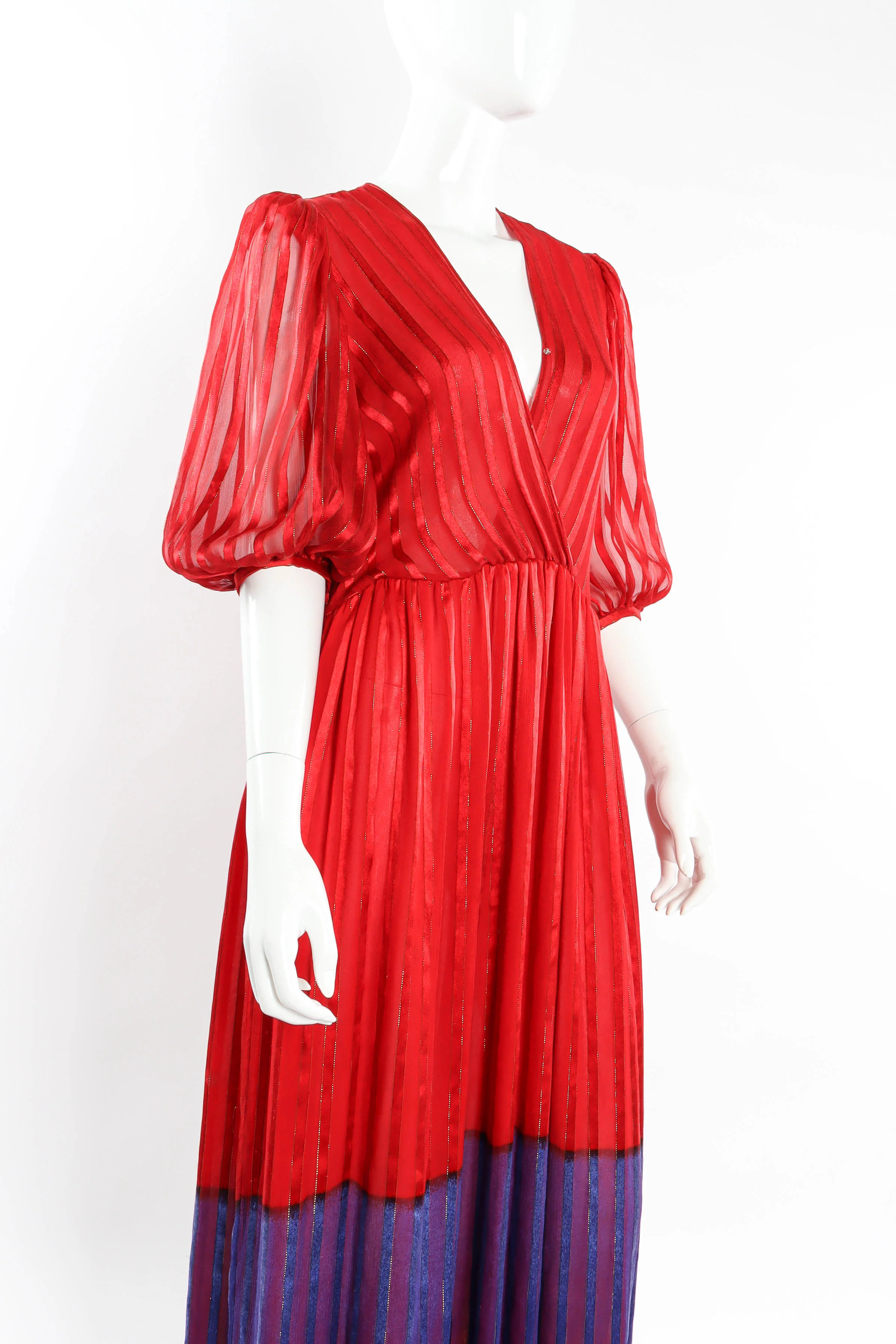 Silk Column Stripe Maxi Dress - Image 3