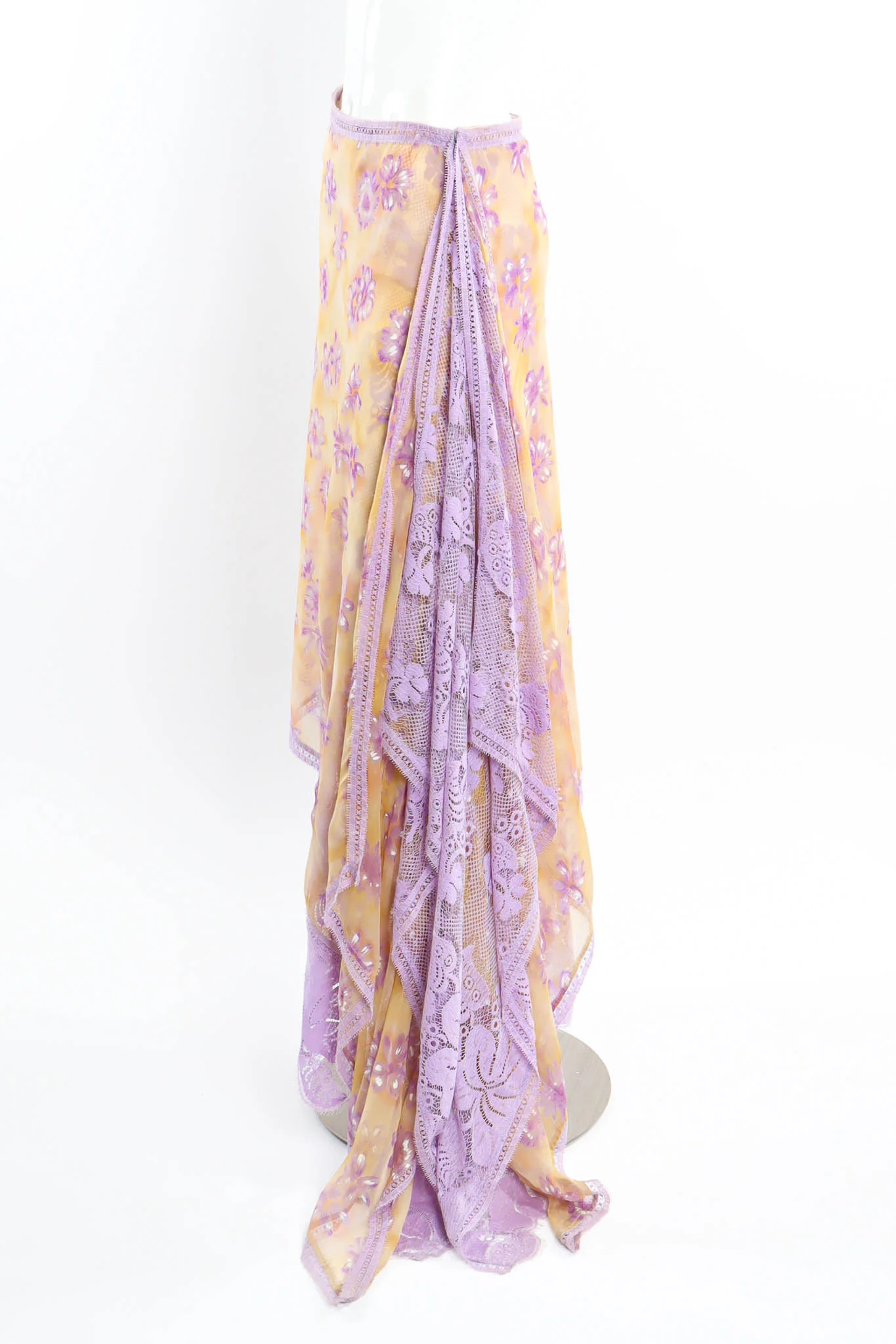 Silk Daisy Asymmetrical Skirt - Image 3
