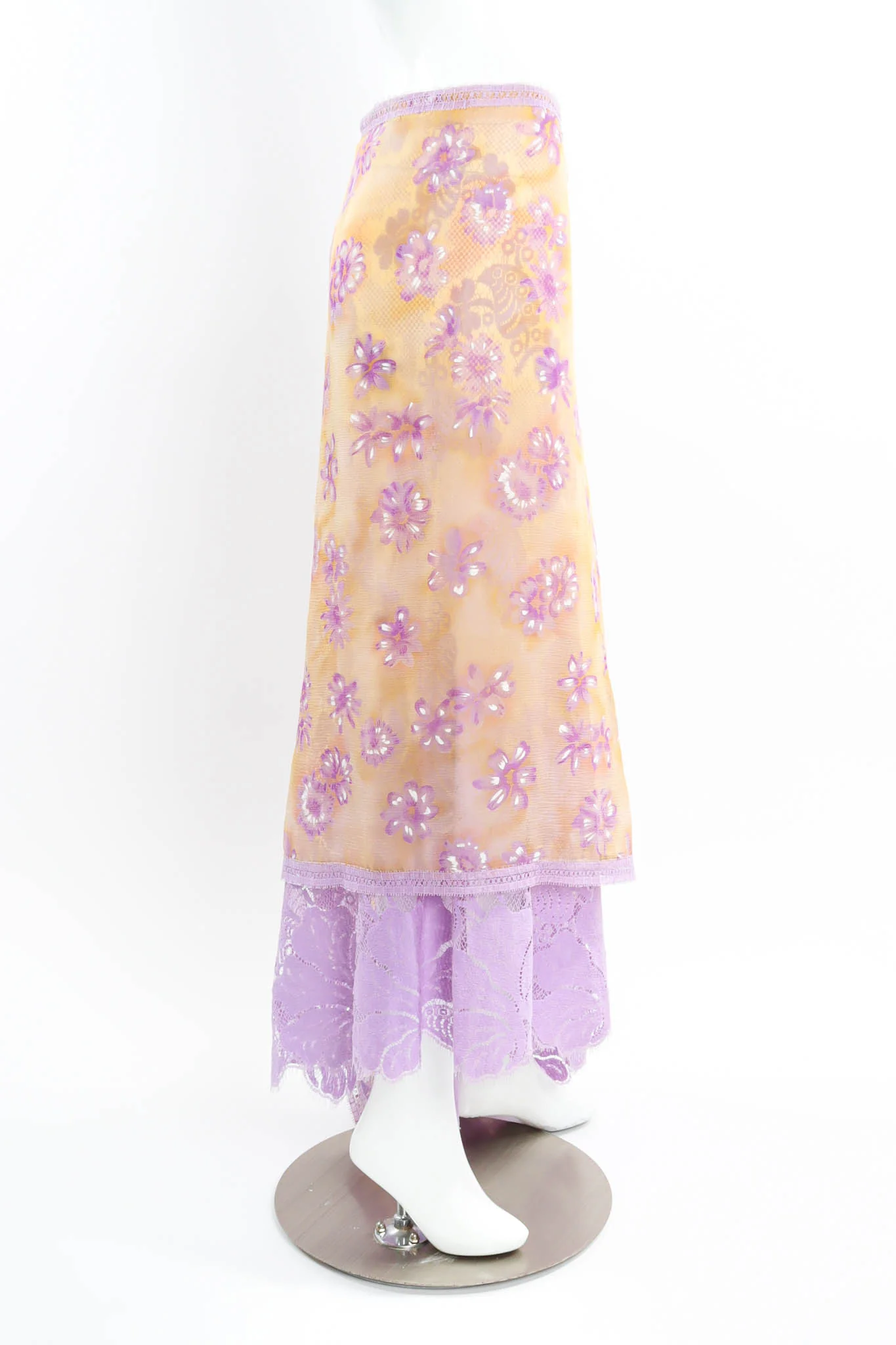 Silk Daisy Asymmetrical Skirt - Image 4