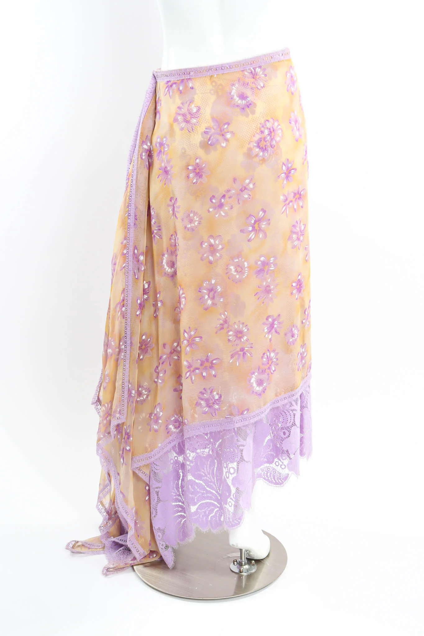 Silk Daisy Asymmetrical Skirt - Image 5