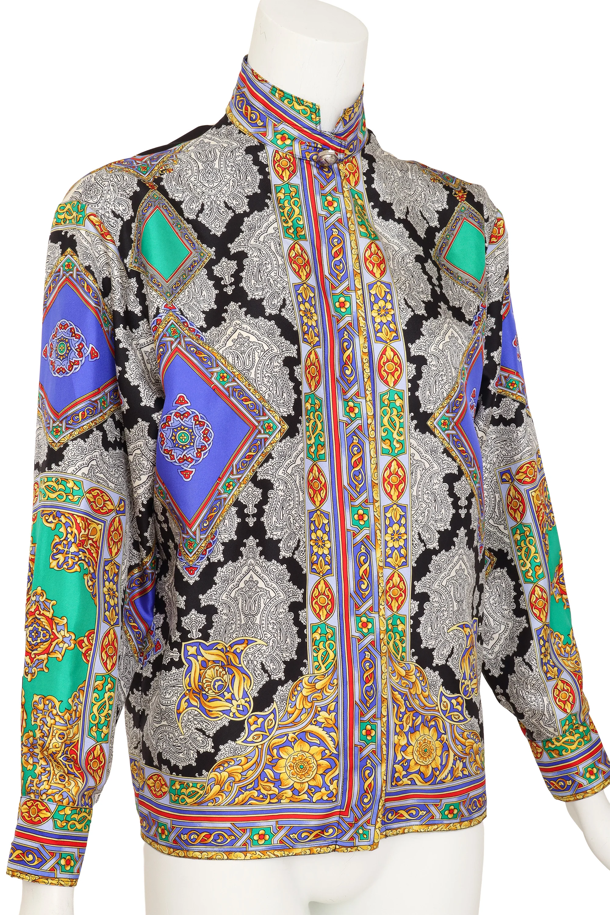 Silk Damask Check Print Blouse - Image 2
