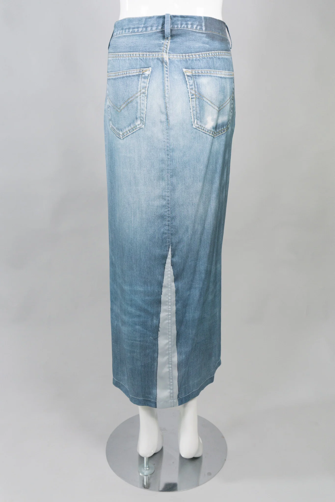 Silk Denim Print Skirt - Image 6