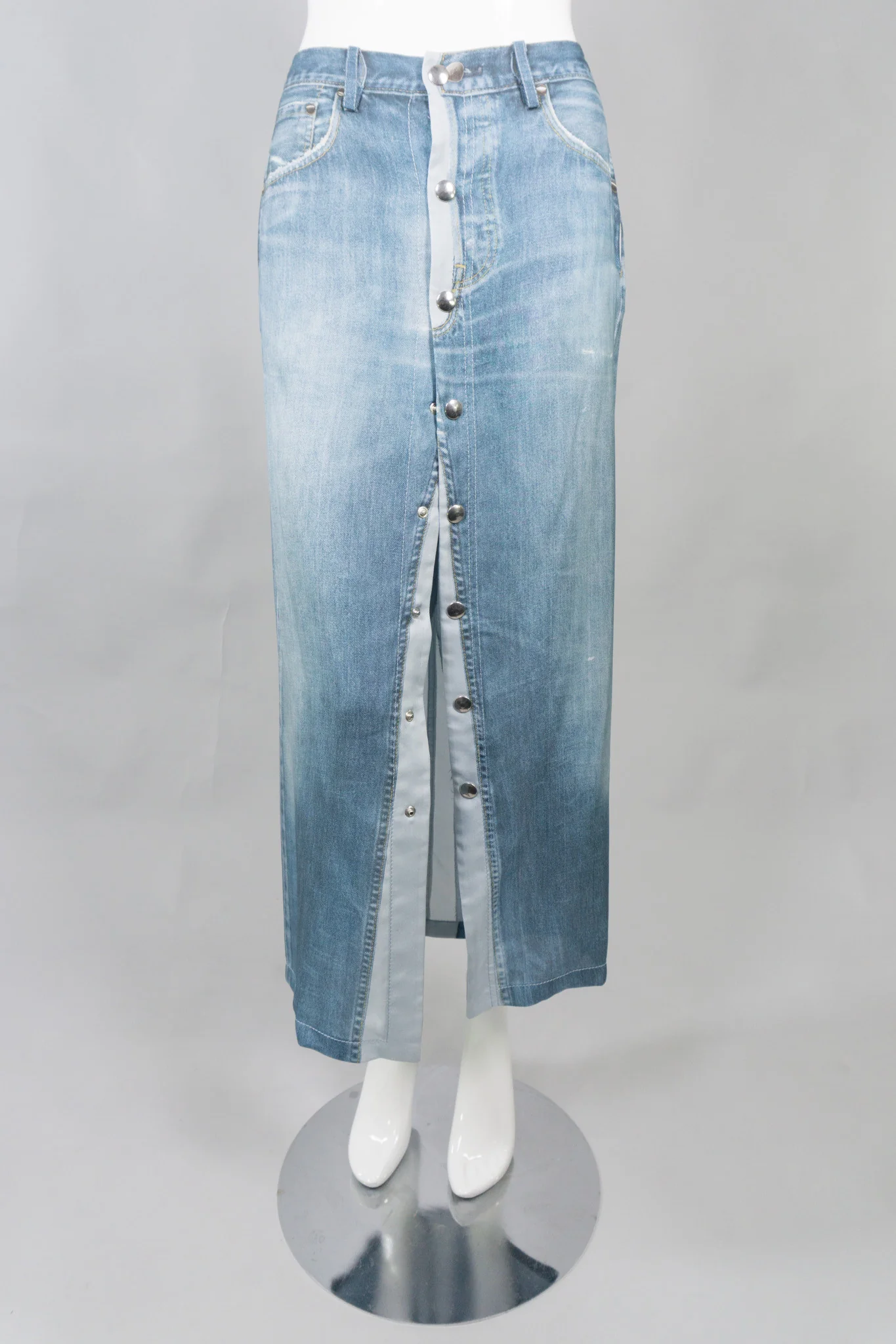 Silk Denim Print Skirt - Image 7
