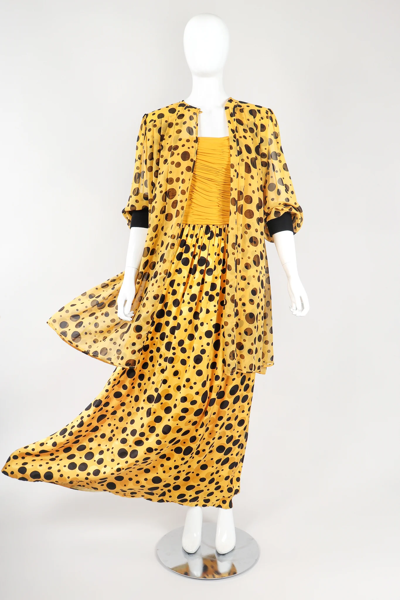 Silk Dot Dress & Sheer Jacket - Image 4