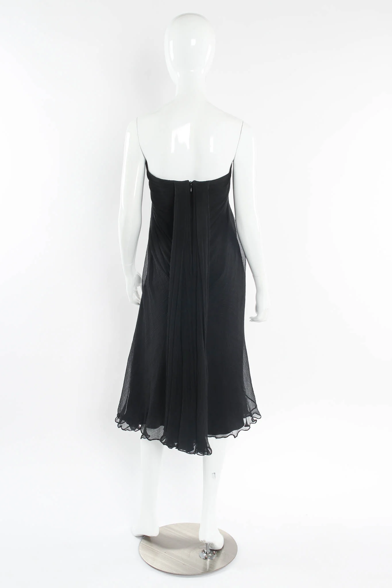 Silk Column Drape Dress - Image 3
