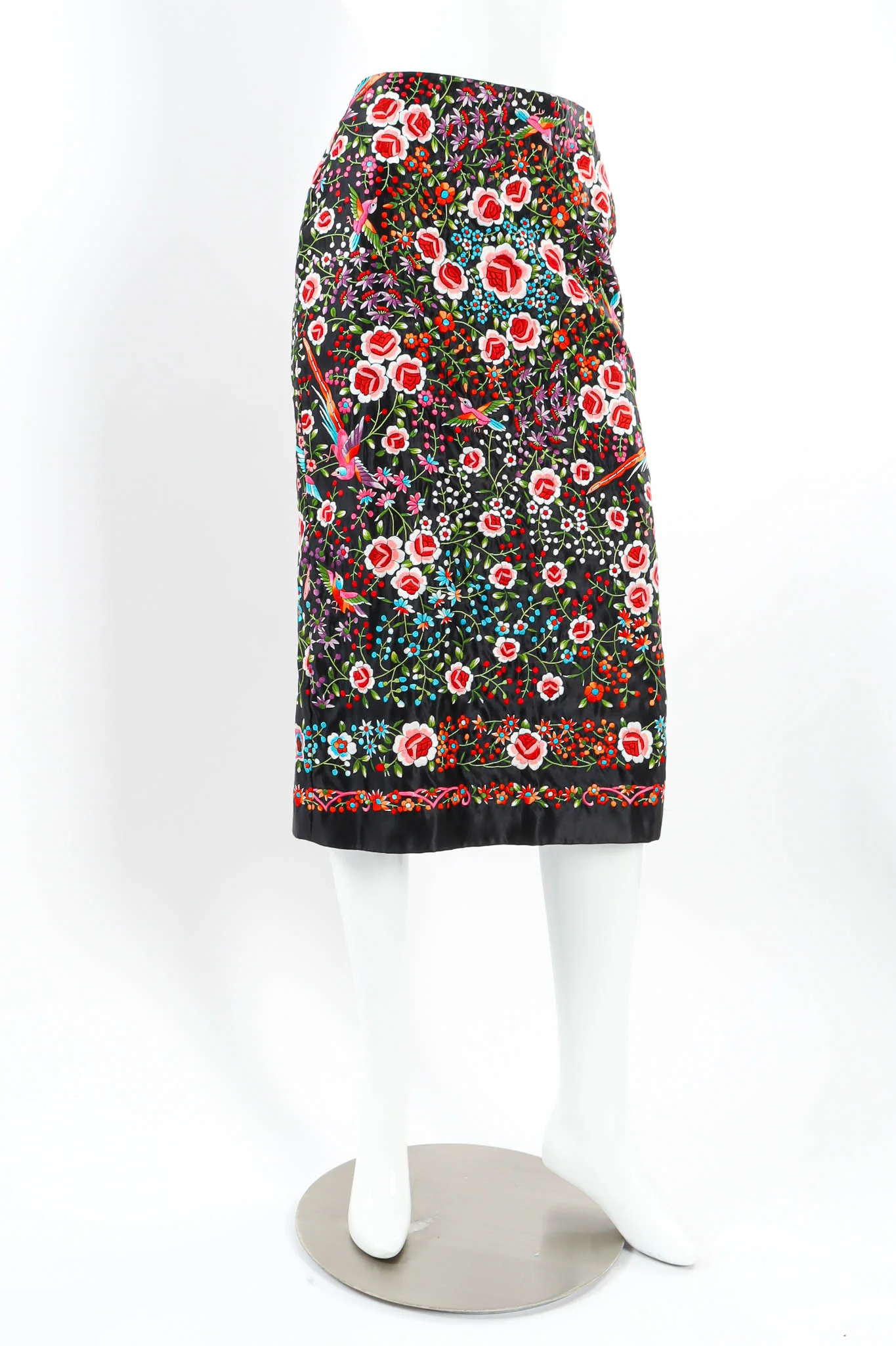 Silk Embroidered Floral Skirt - Image 3