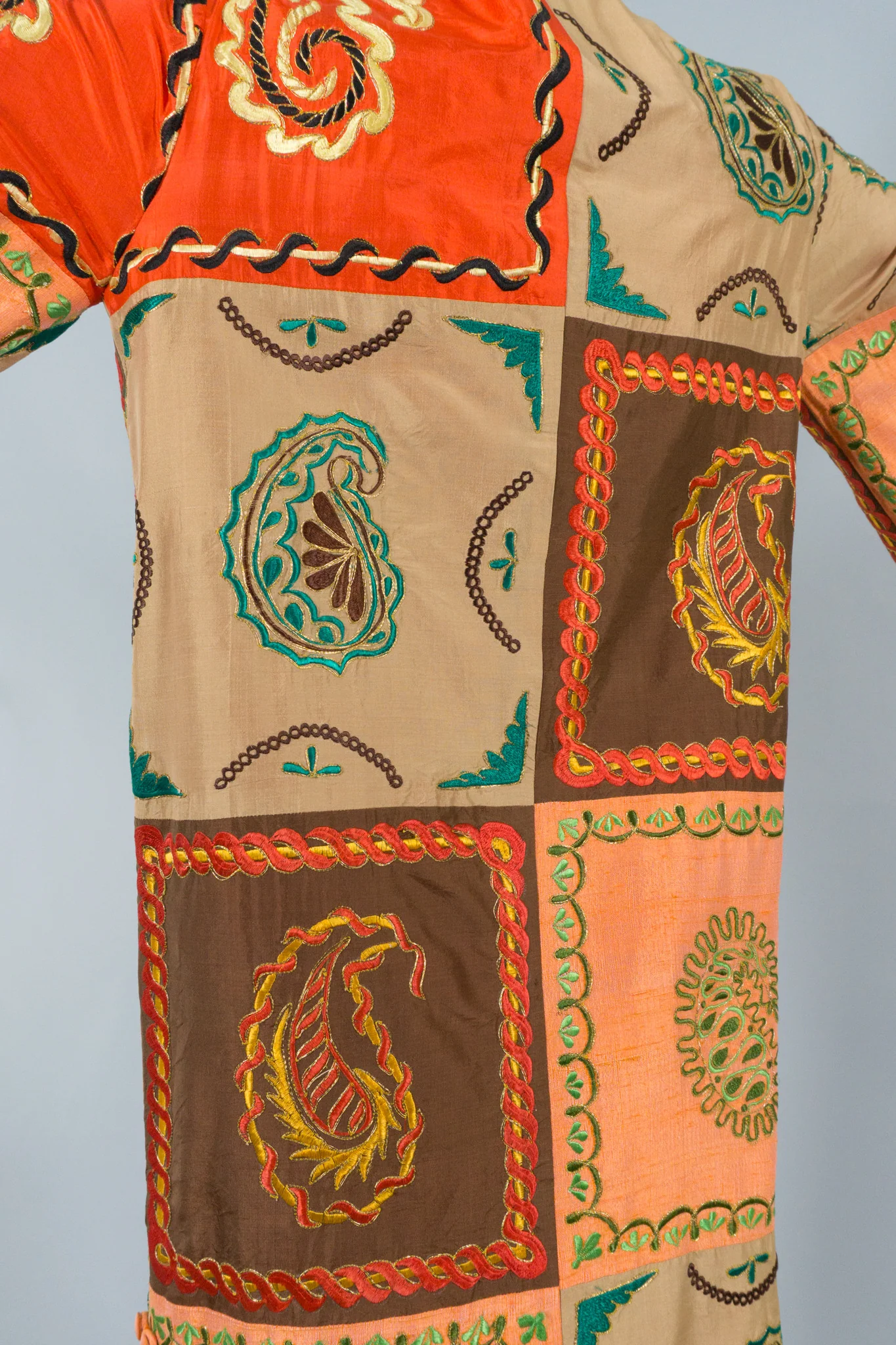 Silk Embroidered Patchwork Coat - Image 8