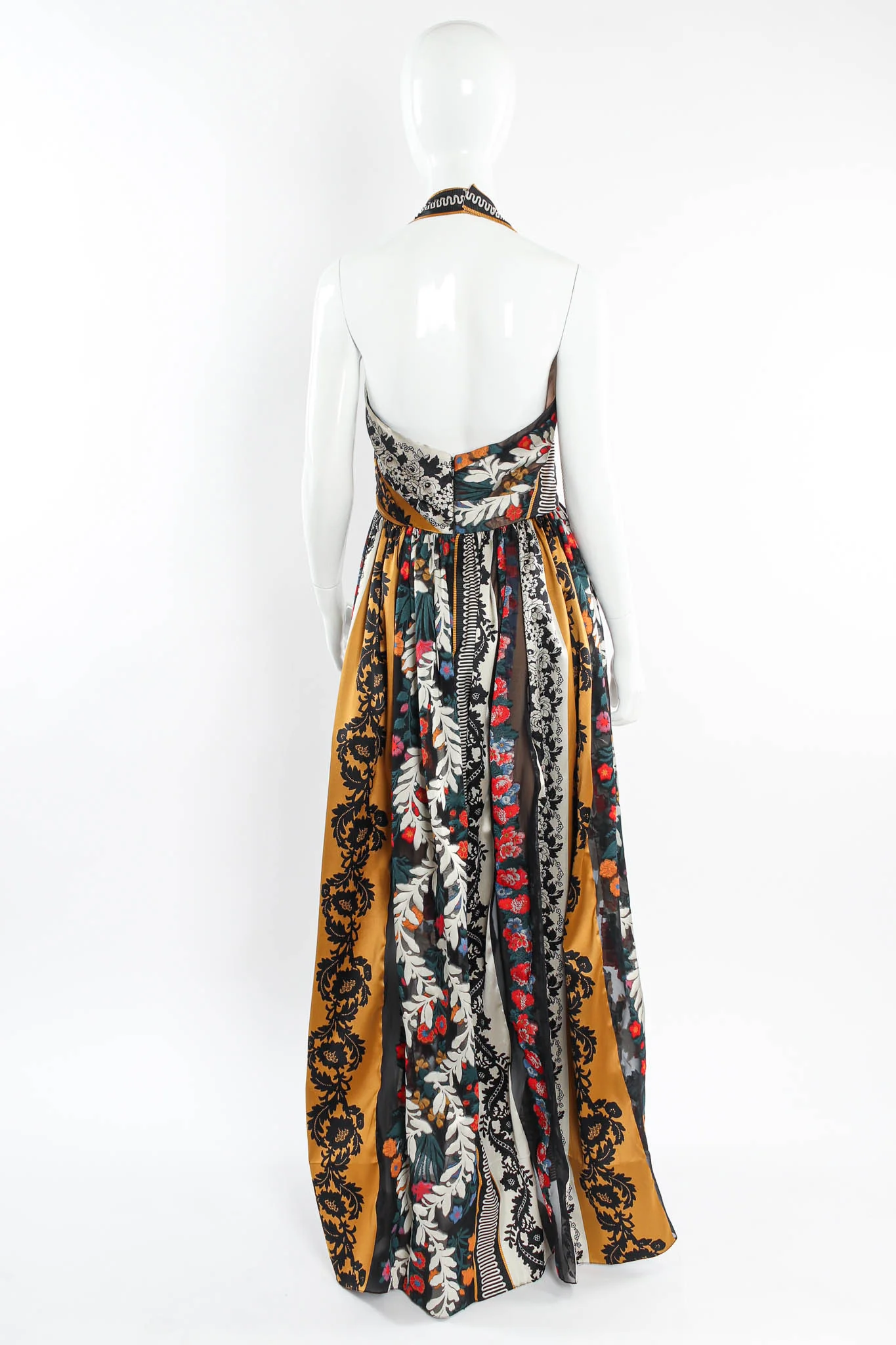 Silk Floral Stripe Panel Dress - Image 4