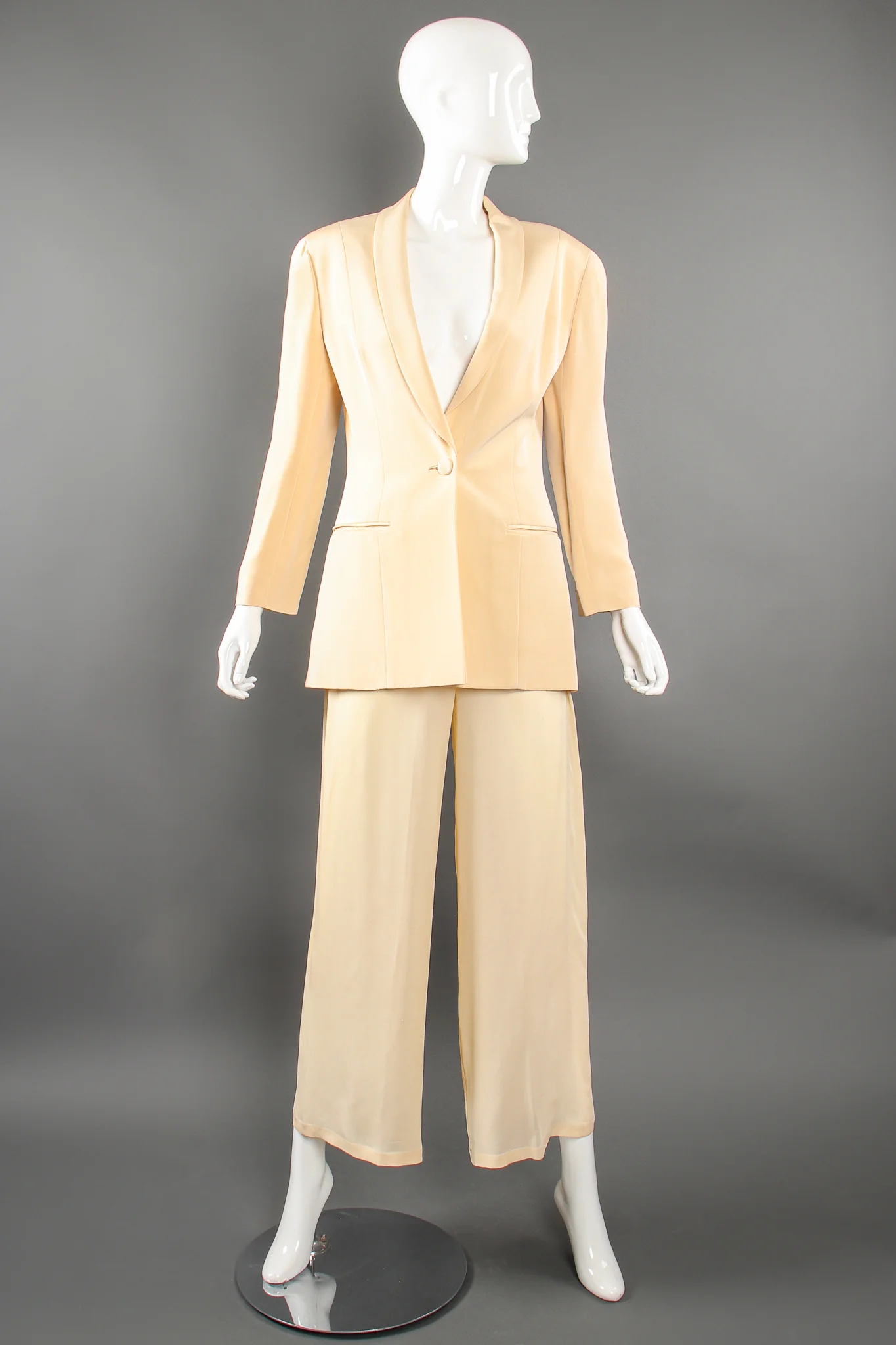 Silk Jacket & Chiffon Pant Suit Set - Image 4