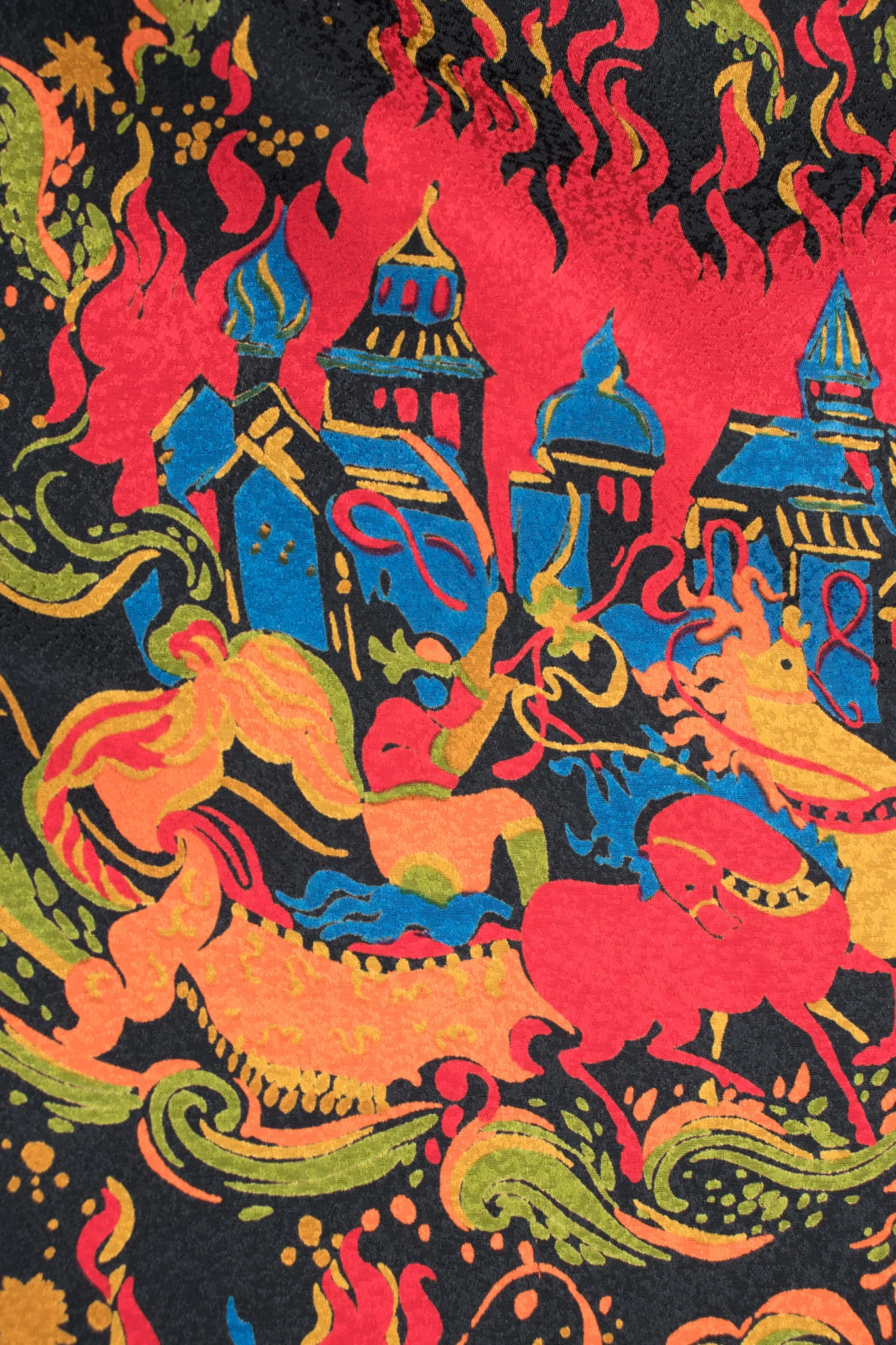 Silk Mongolian Print Dress - Image 11