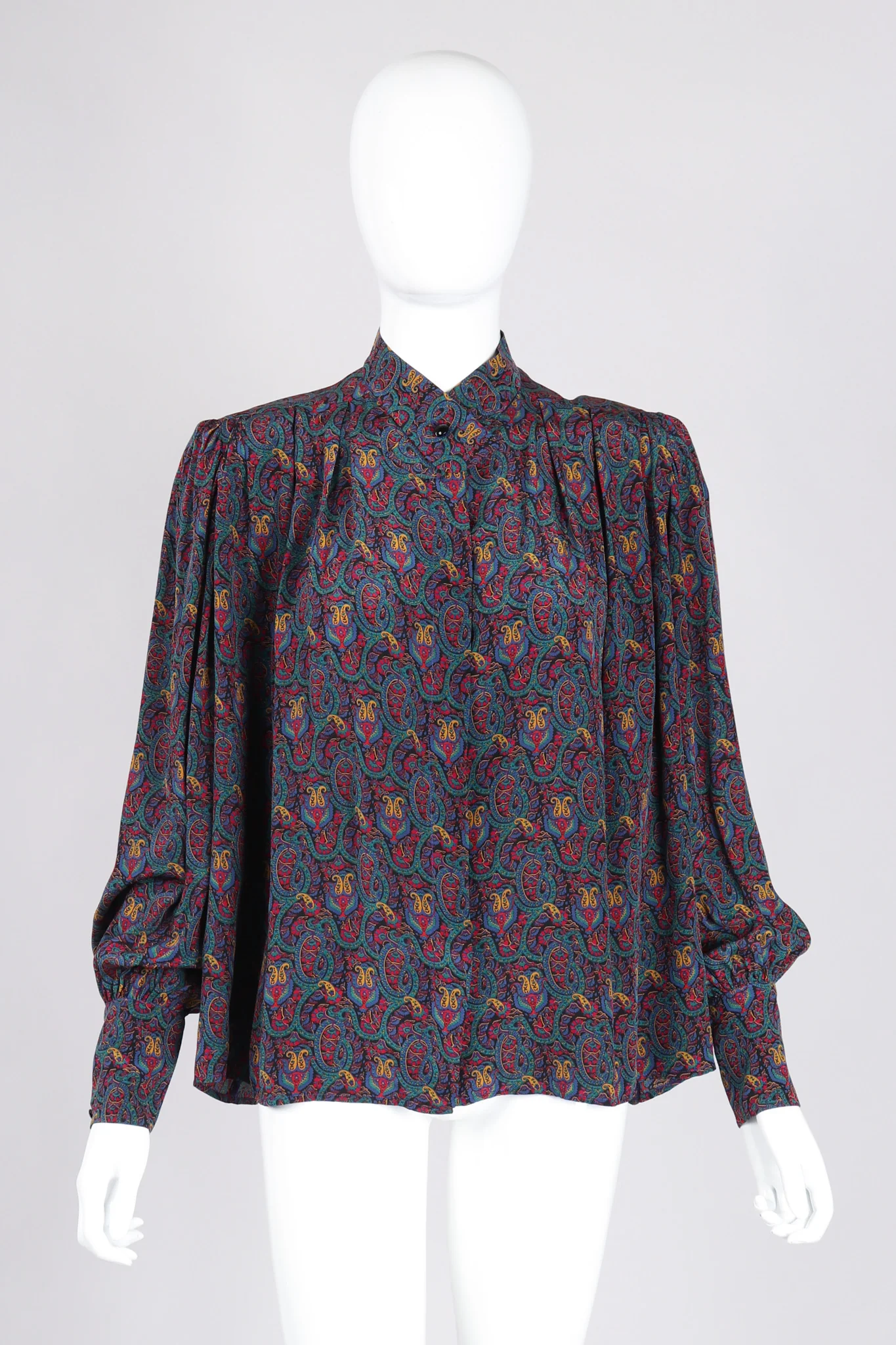 Silk Paisley Print Blouse & Skirt Set - Image 14