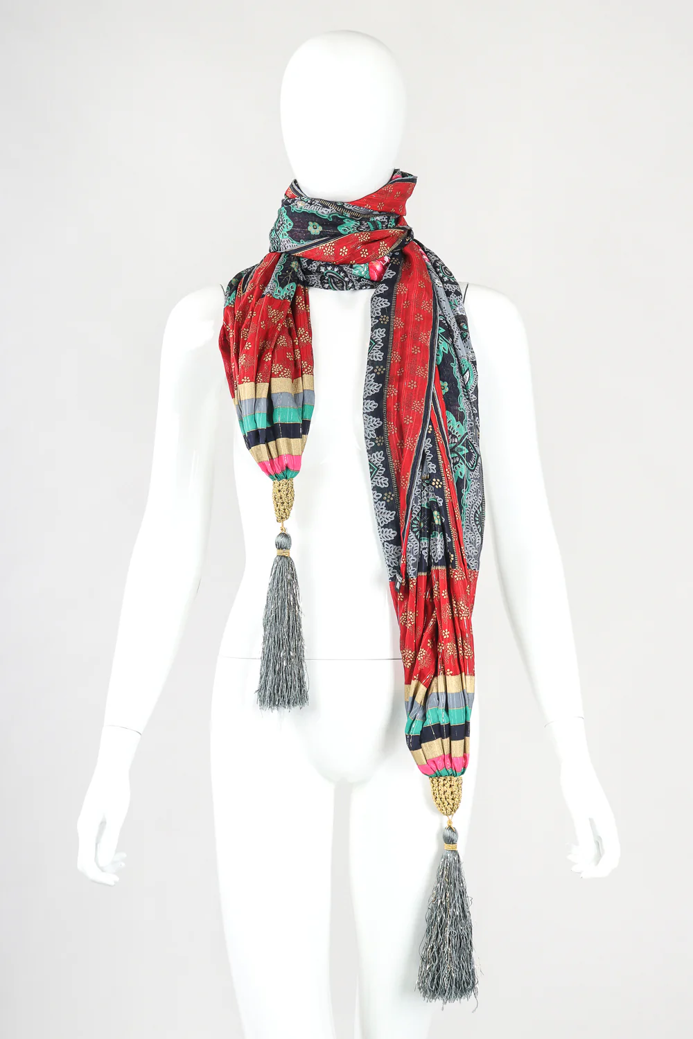 Silk Paisley Tassel Scarf Wrap - Image 2