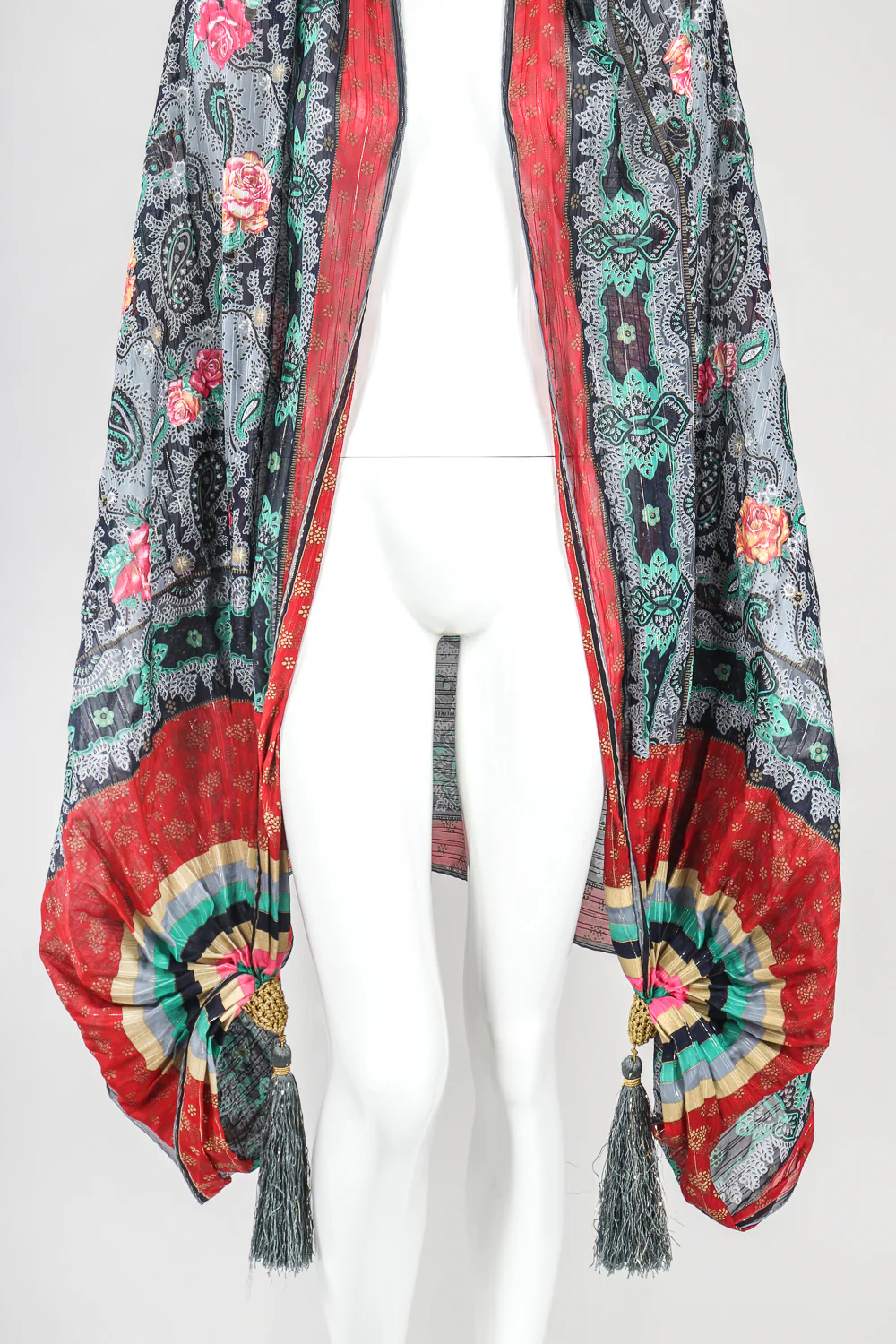 Silk Paisley Tassel Scarf Wrap - Image 4