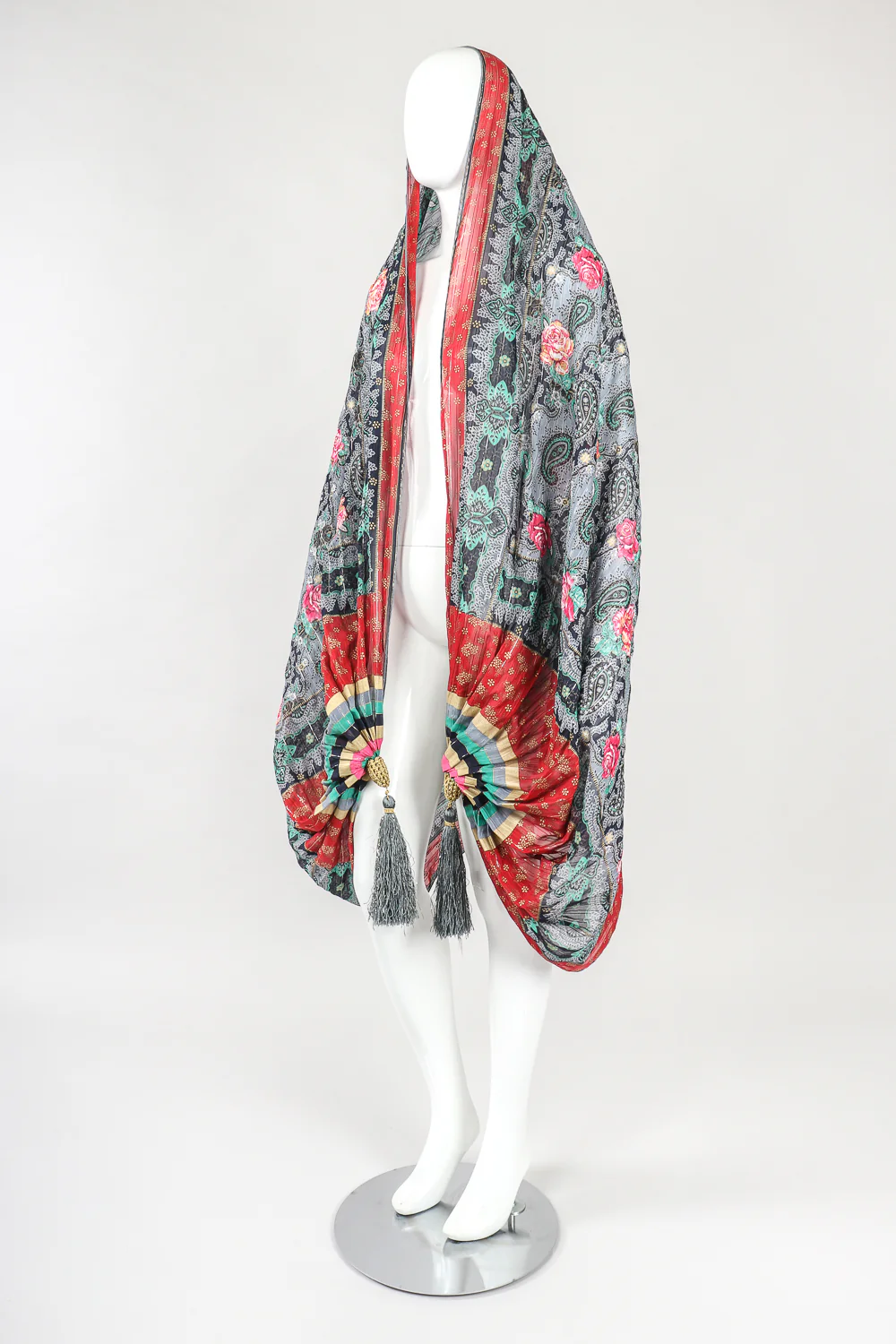 Silk Paisley Tassel Scarf Wrap - Image 5