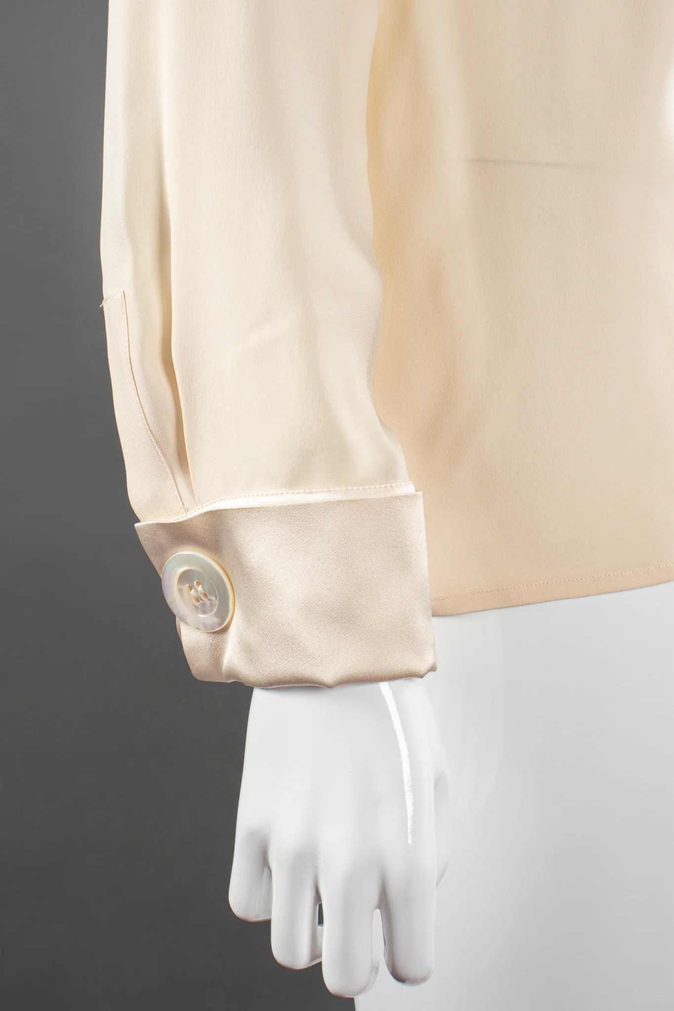 Silk Panel Tuck Bow Blouse - Image 11