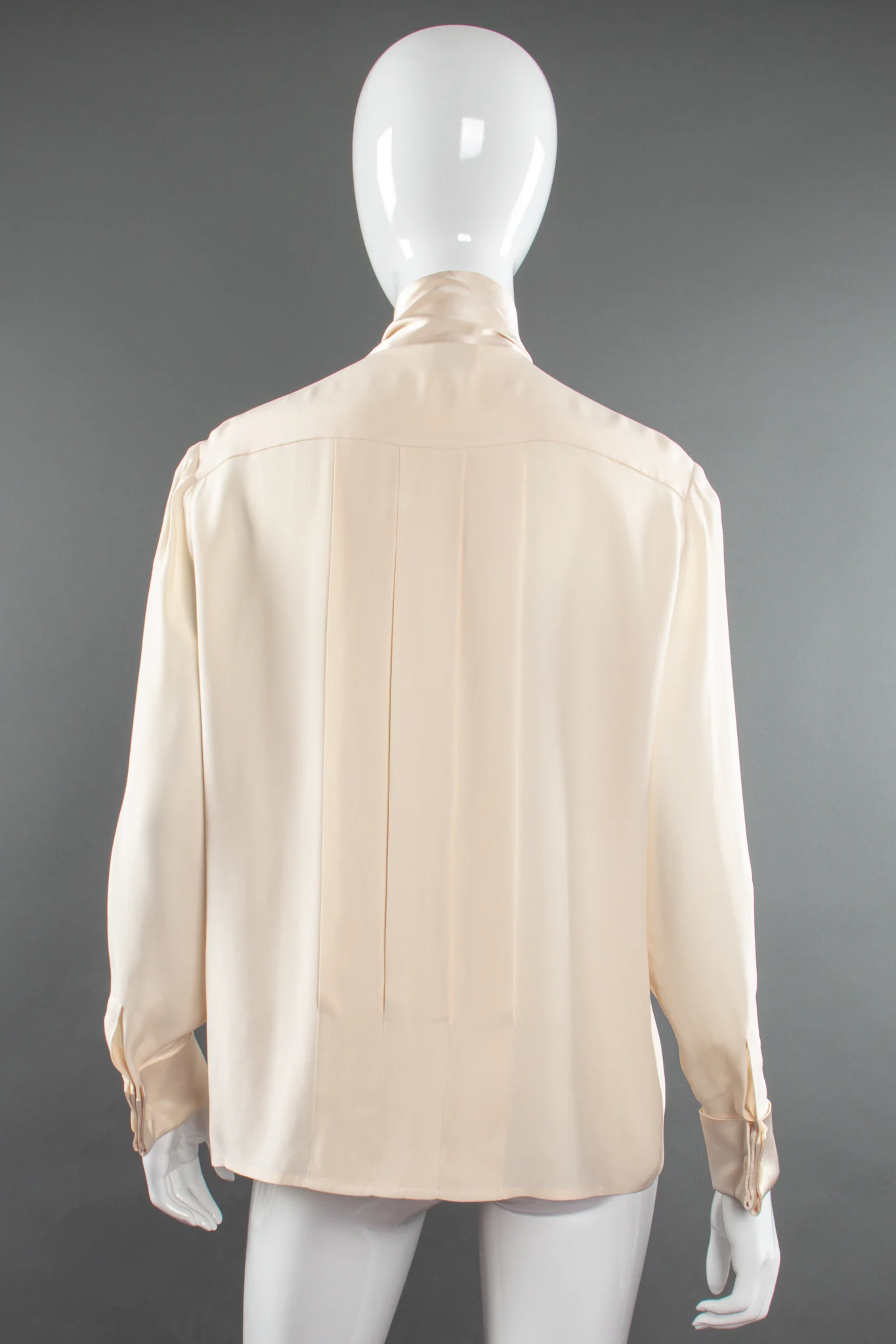 Silk Panel Tuck Bow Blouse - Image 8