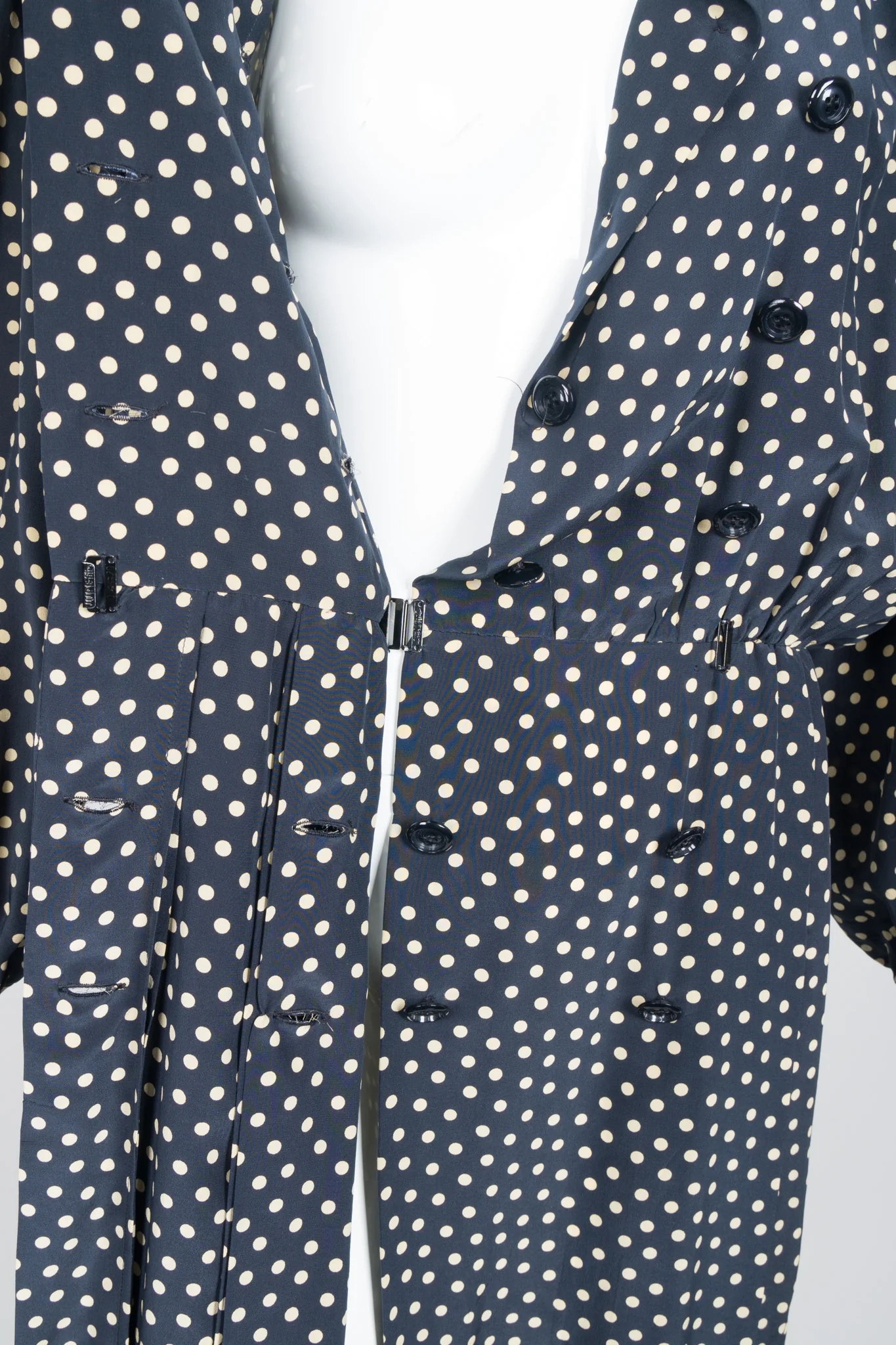Silk Polka Dot Coat Dress - Image 15