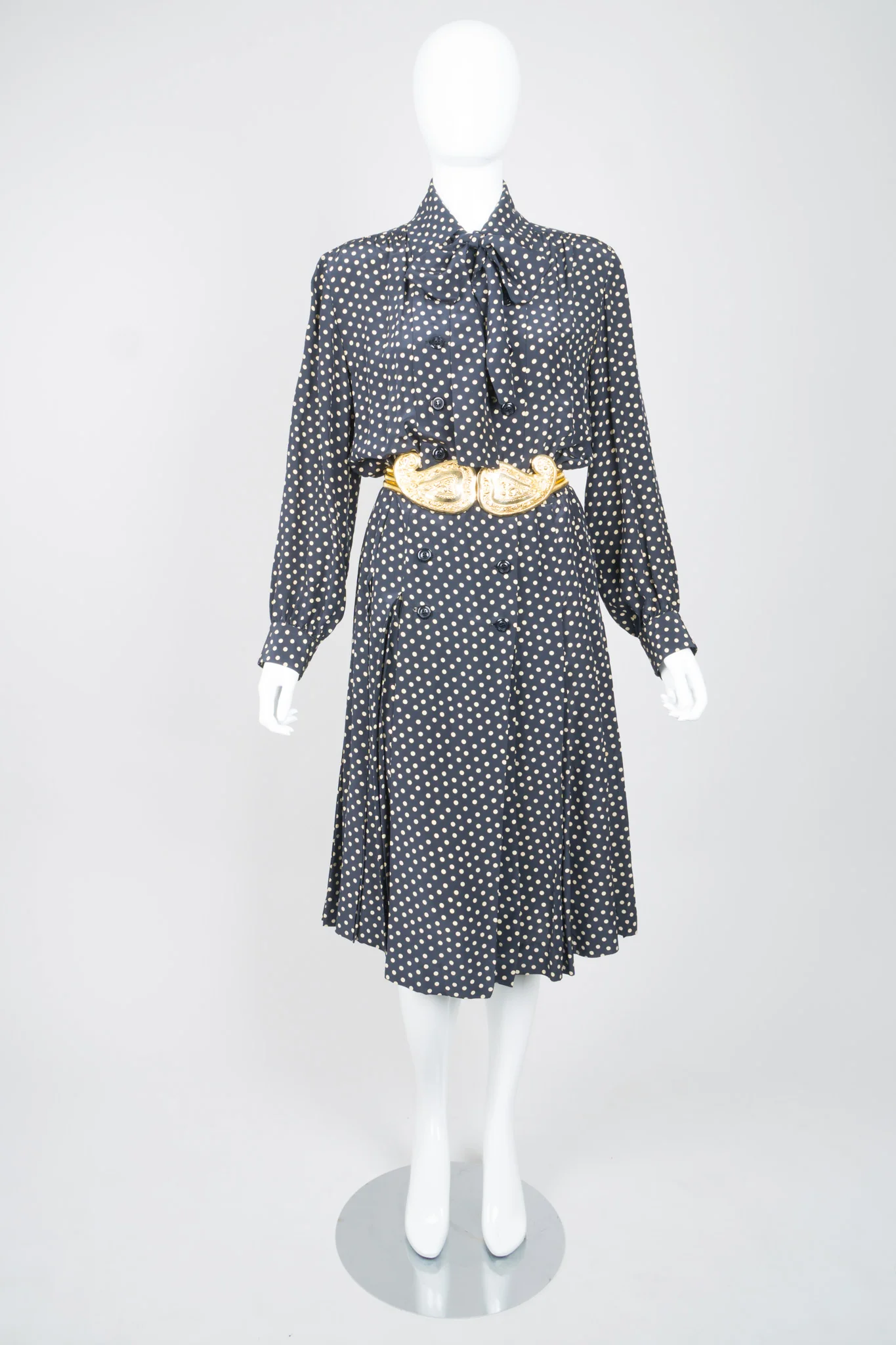Silk Polka Dot Coat Dress - Image 20