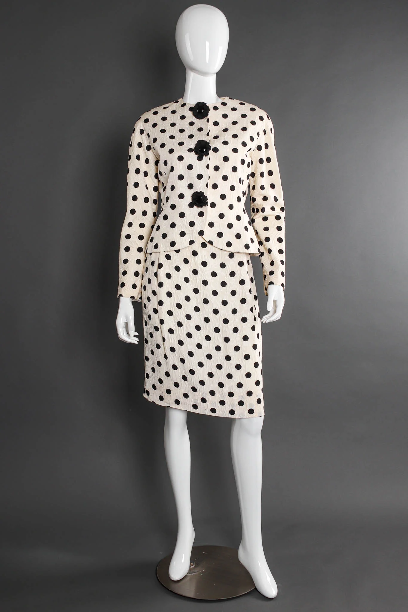 Silk Polka Dot Jacket & Skirt Set