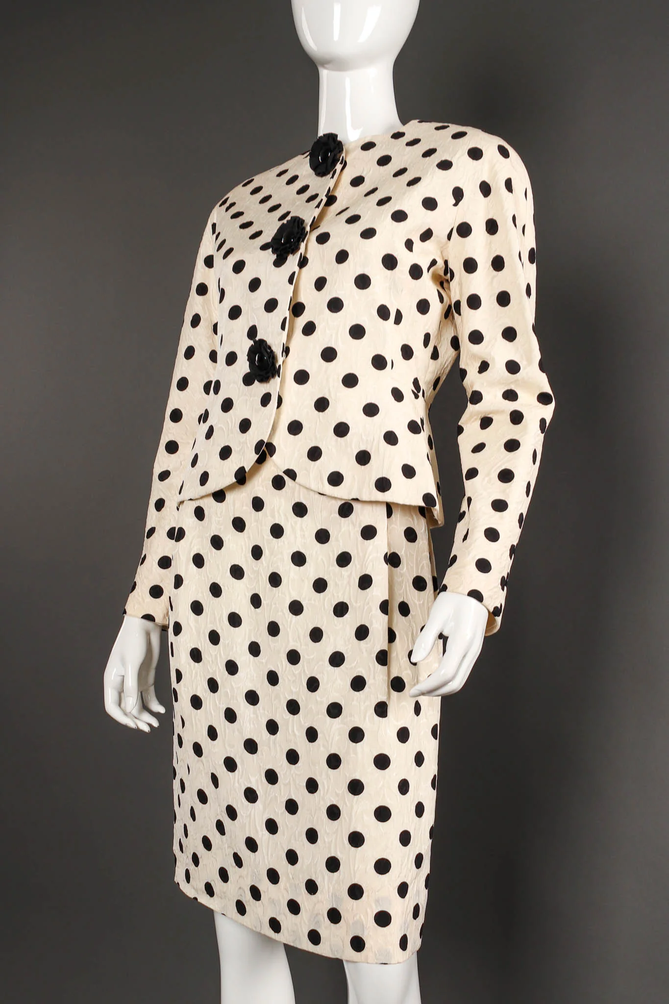 Silk Polka Dot Jacket & Skirt Set - Image 2