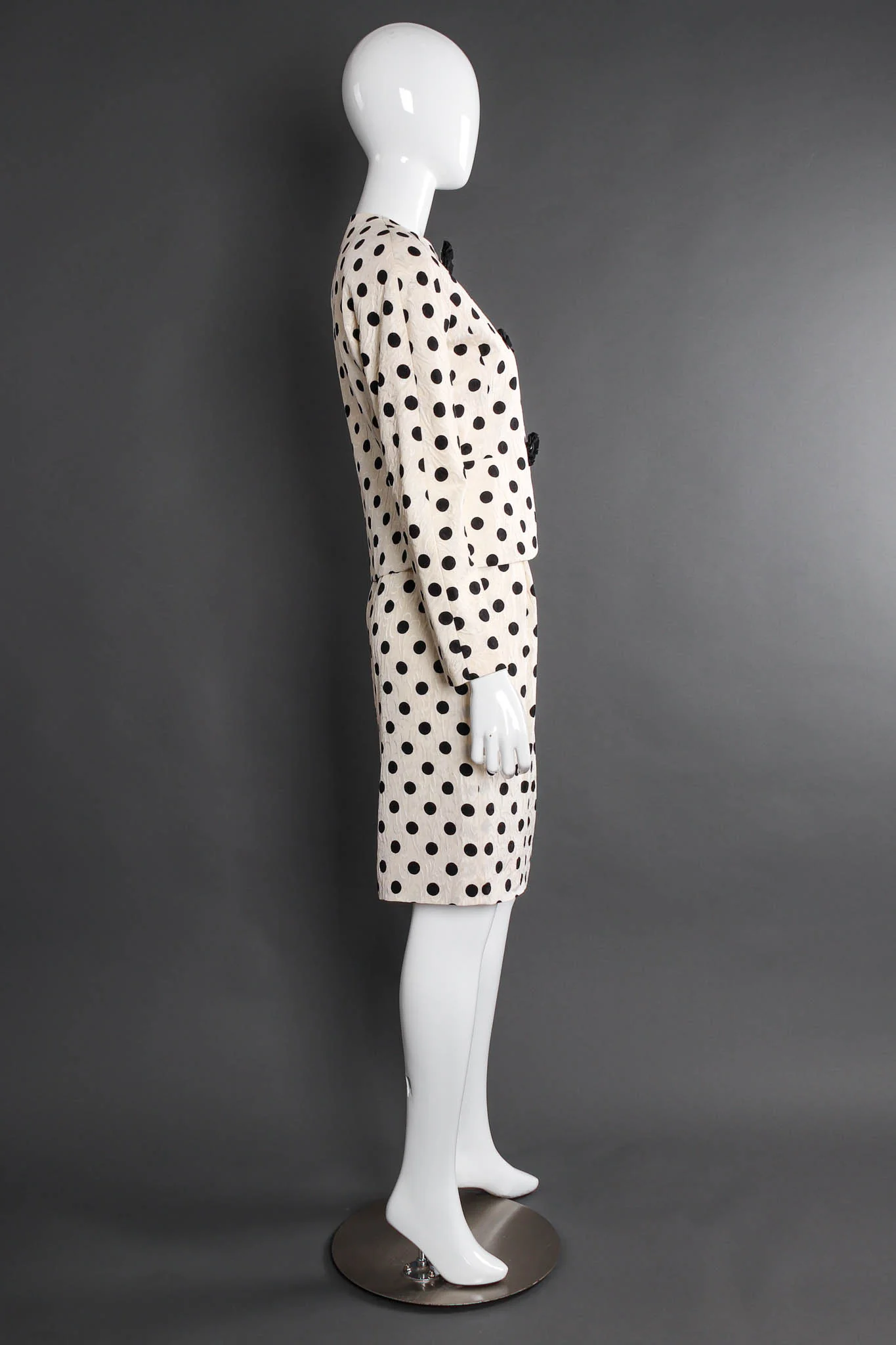 Silk Polka Dot Jacket & Skirt Set - Image 4