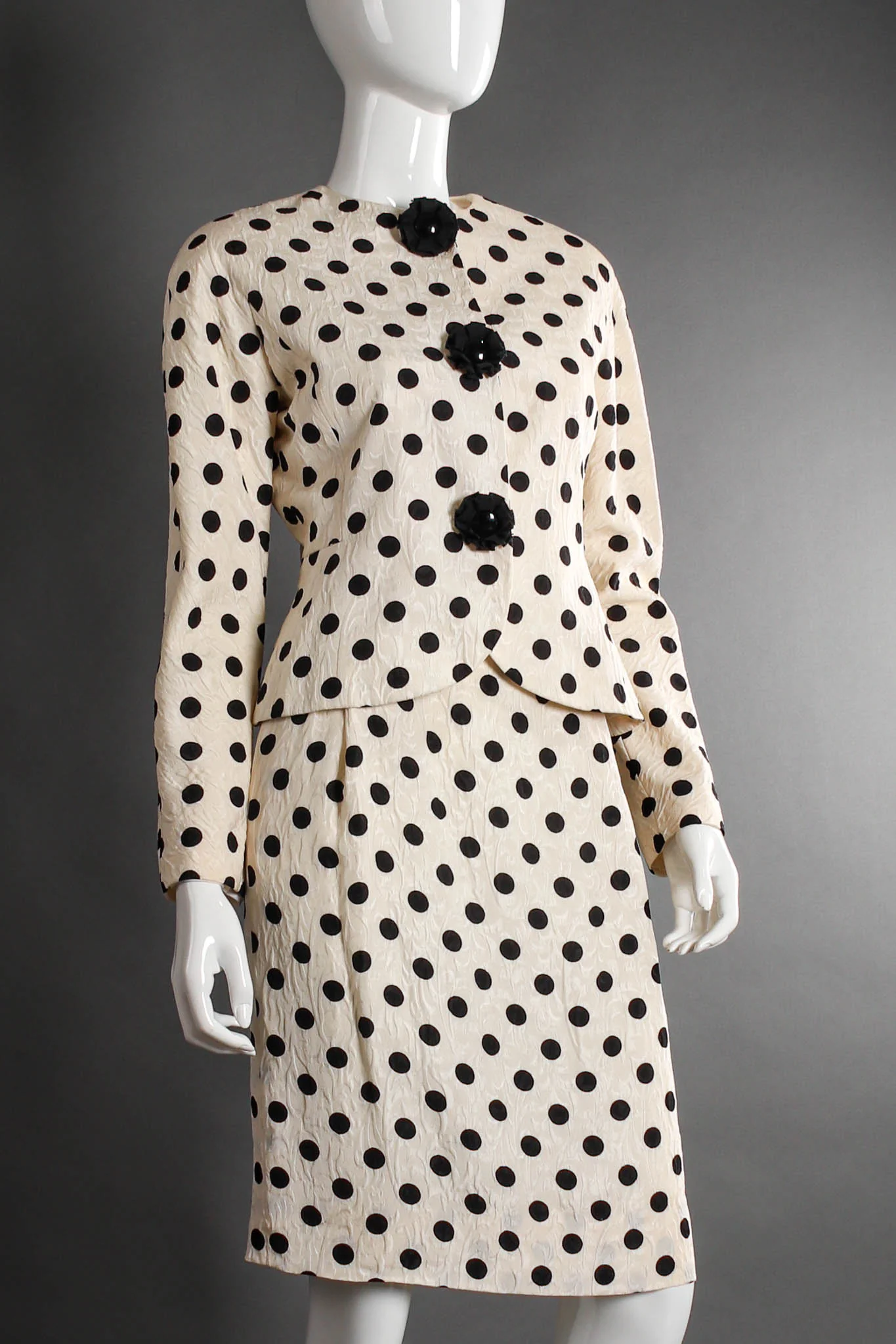 Silk Polka Dot Jacket & Skirt Set - Image 5
