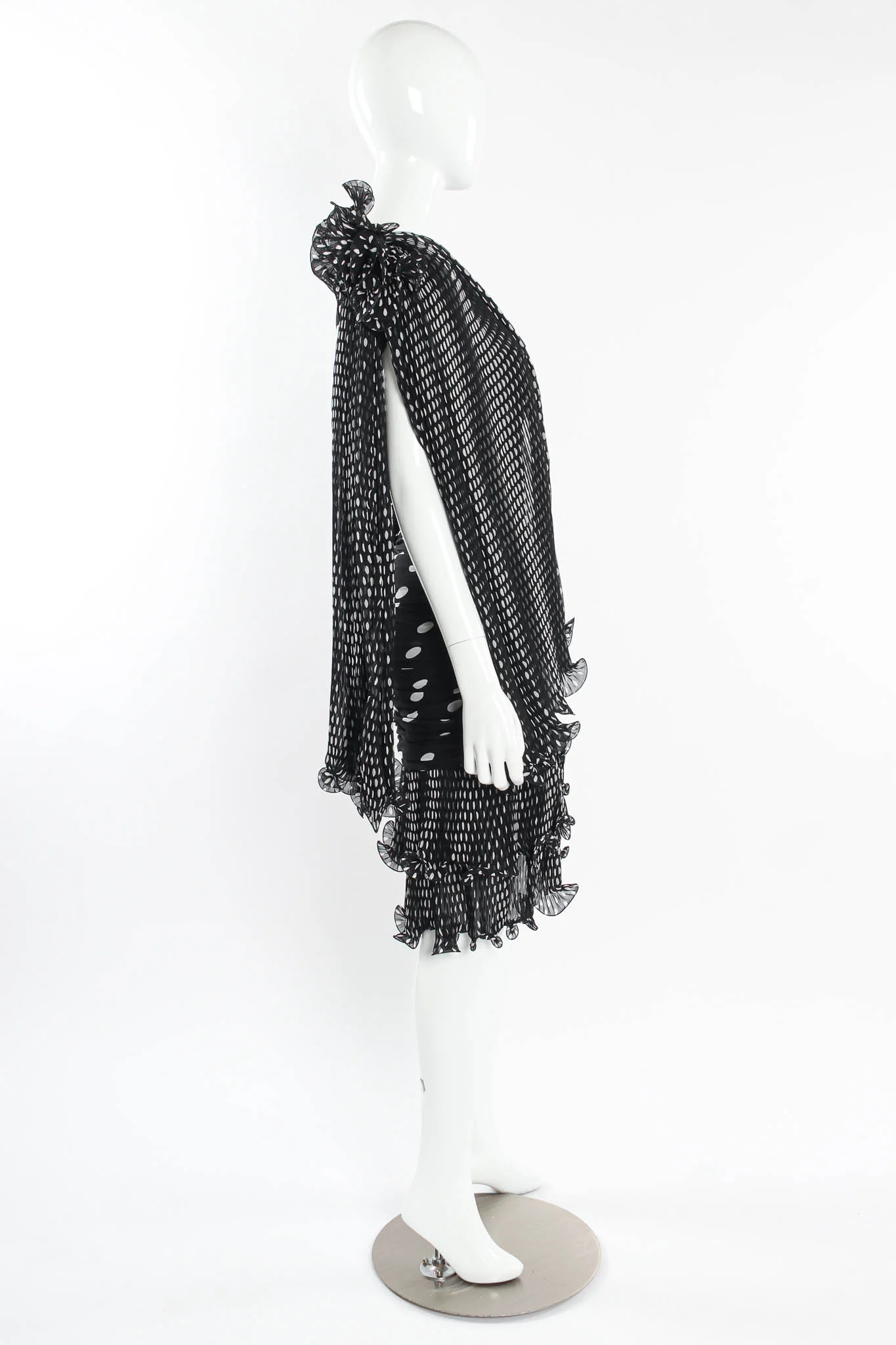 Silk Polka Dot Ruffle Dress - Image 4