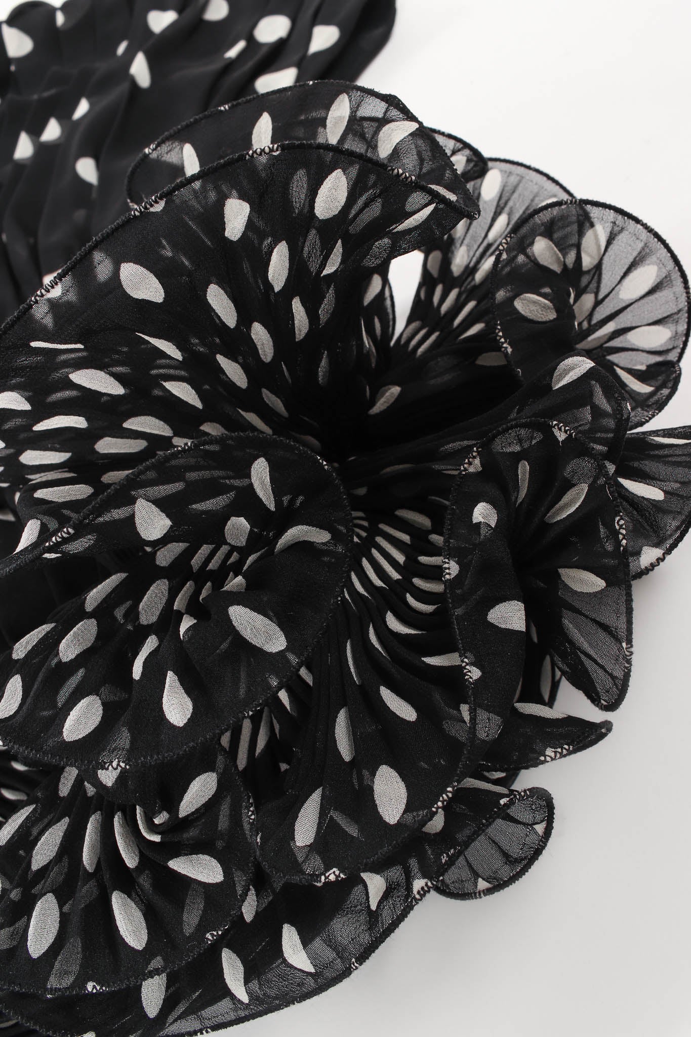 Silk Polka Dot Ruffle Dress - Image 7