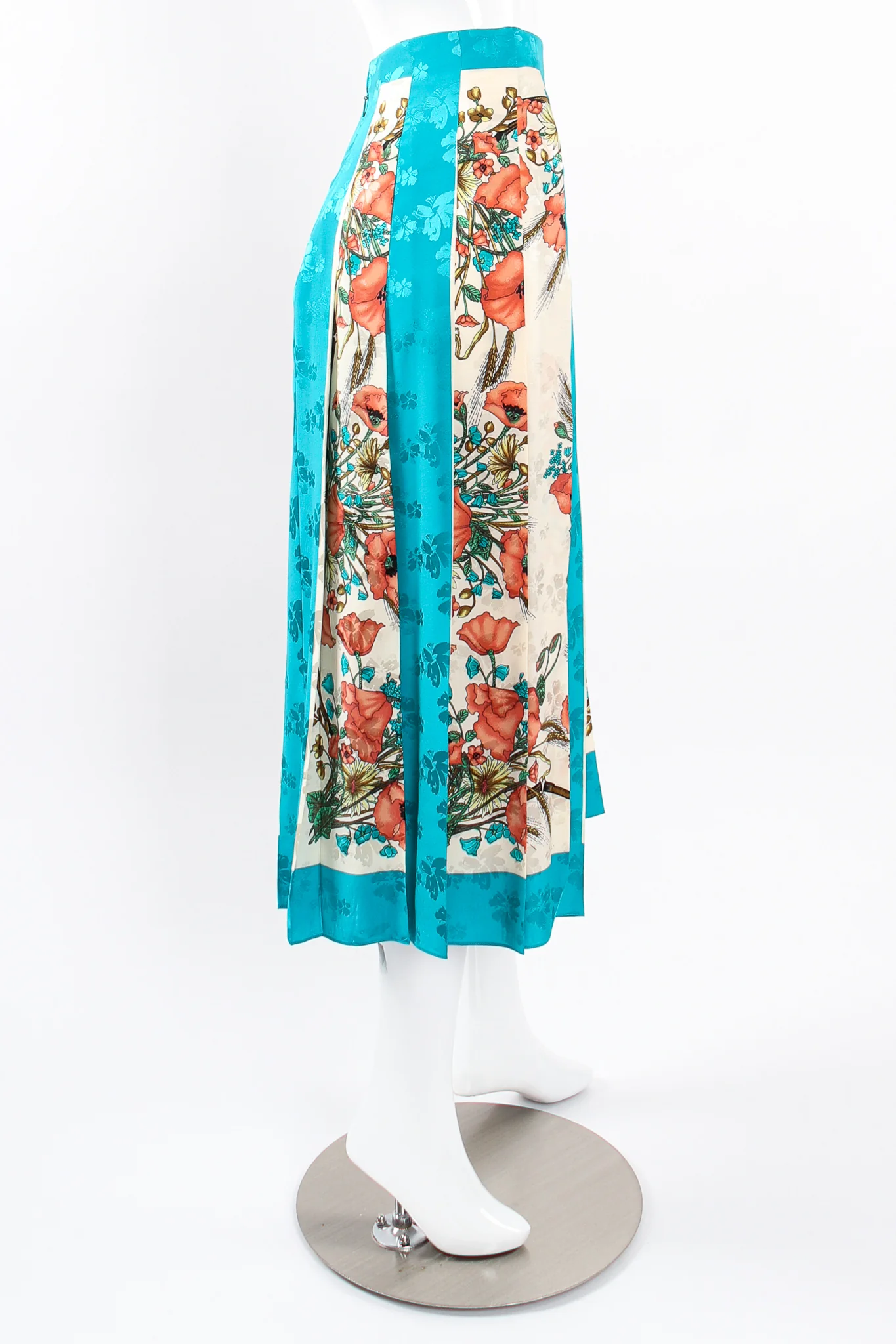 2019 Resort Poppy Print Silk Scarf Skirt - Image 5