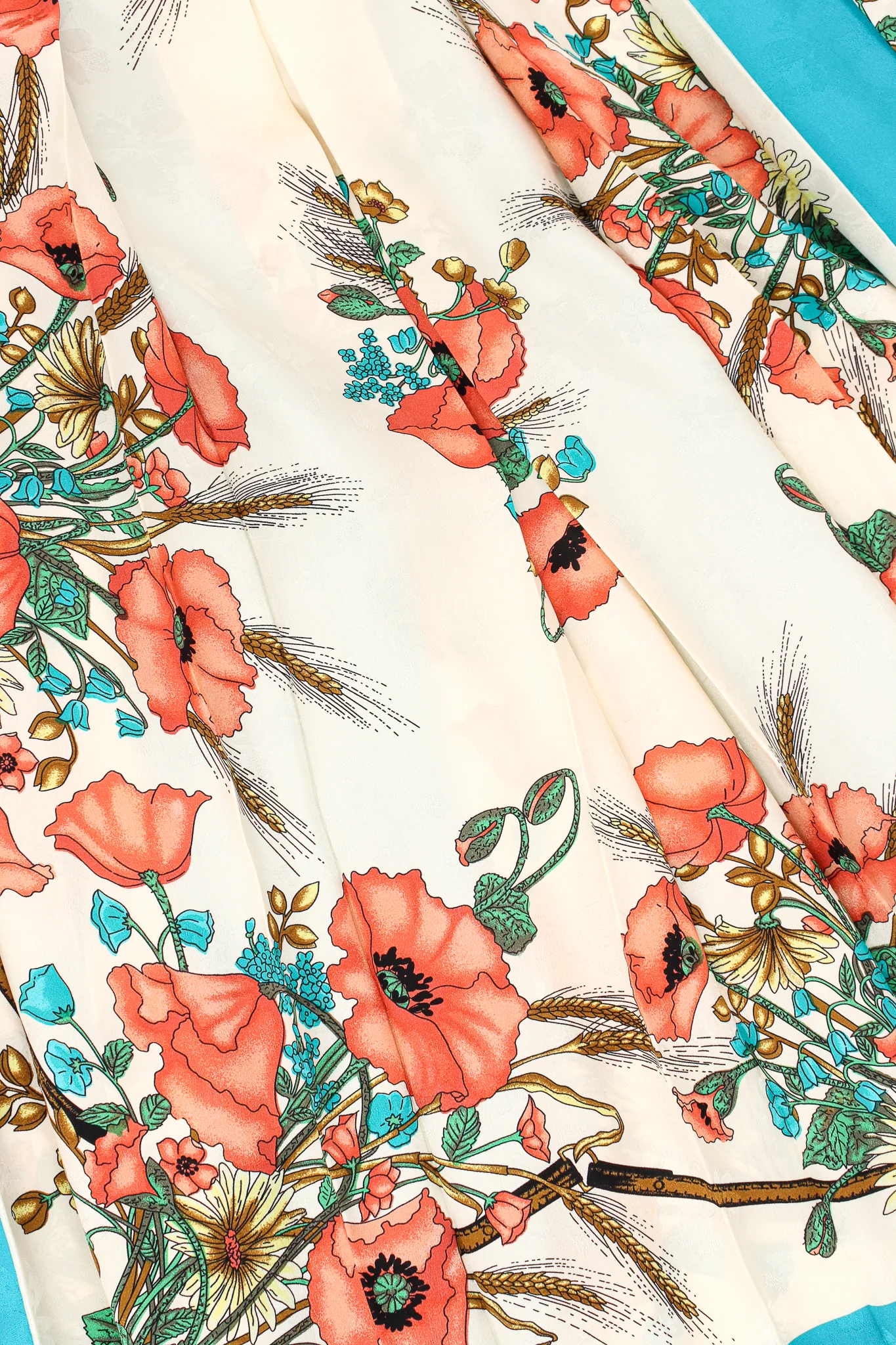 2019 Resort Poppy Print Silk Scarf Skirt - Image 8