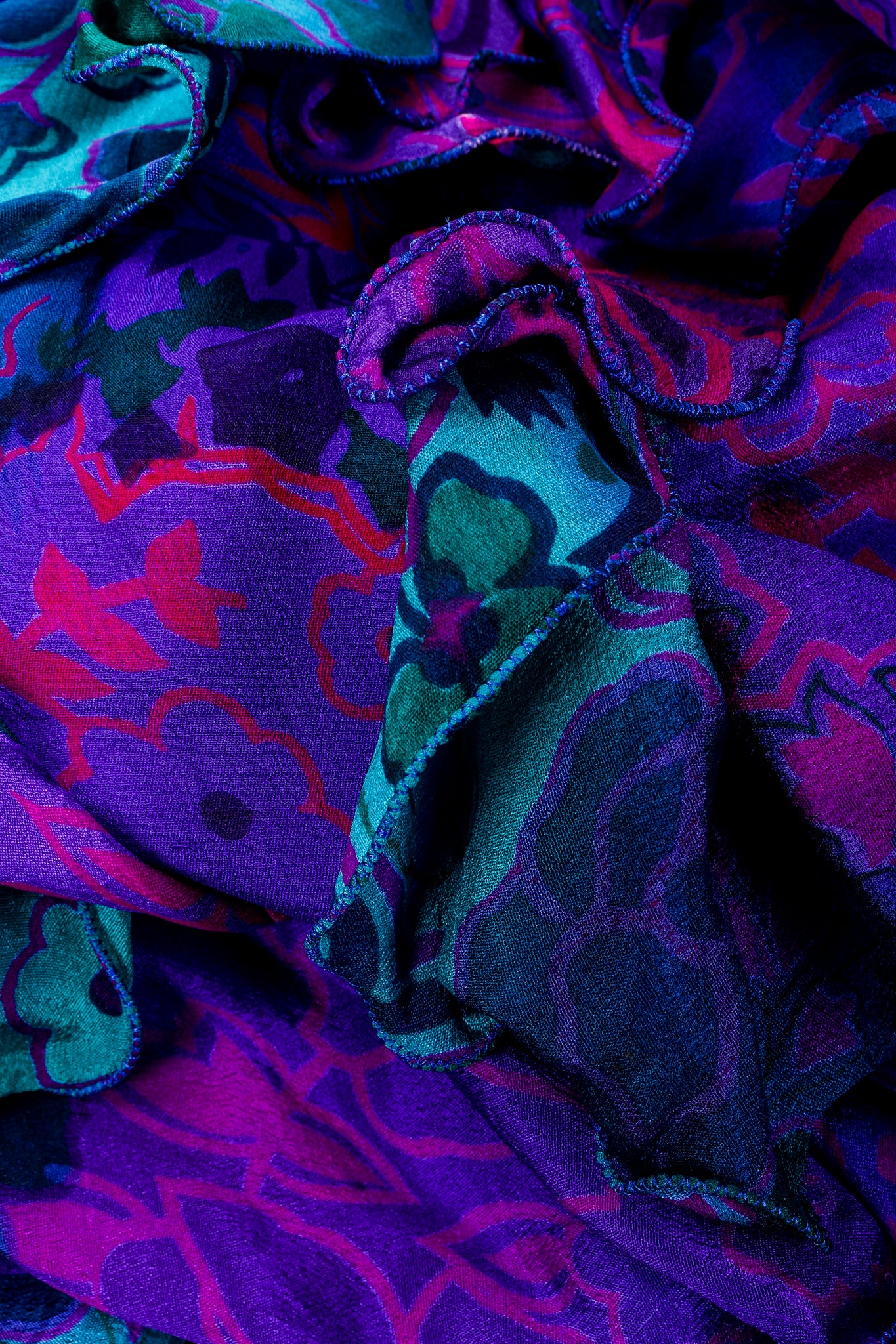 Silk Print Ruffle Dress - Image 7