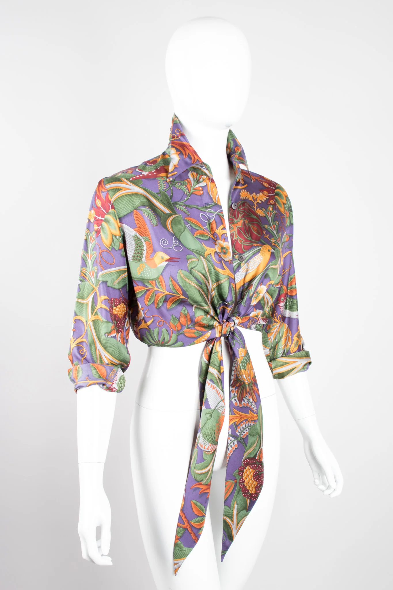 Silk Print Tie Blouse