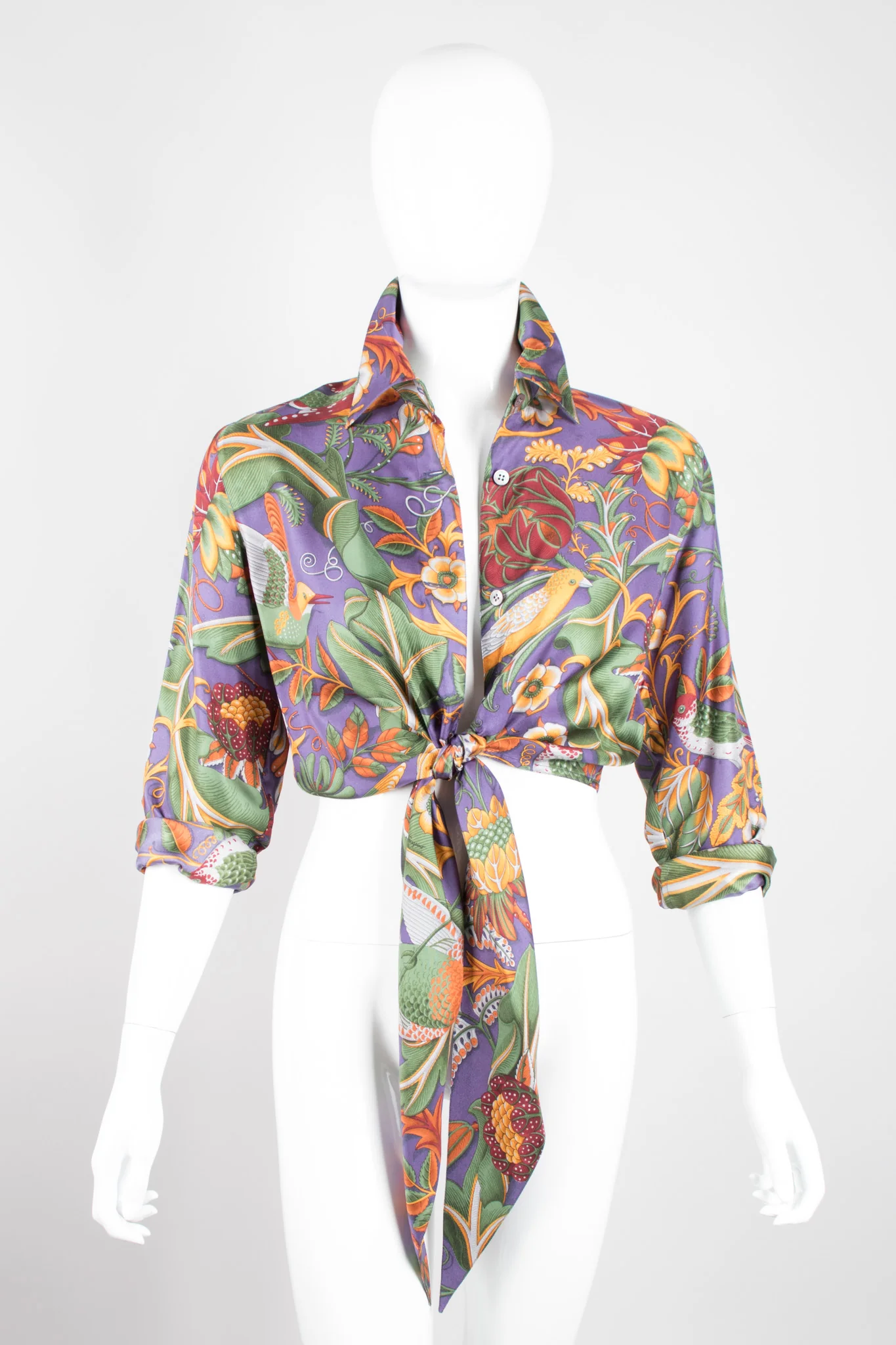Silk Print Tie Blouse - Image 3