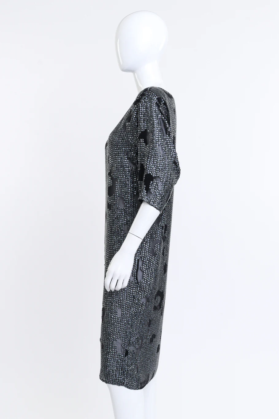 Silk Sequin Leopard Print Shift Dress - Image 3