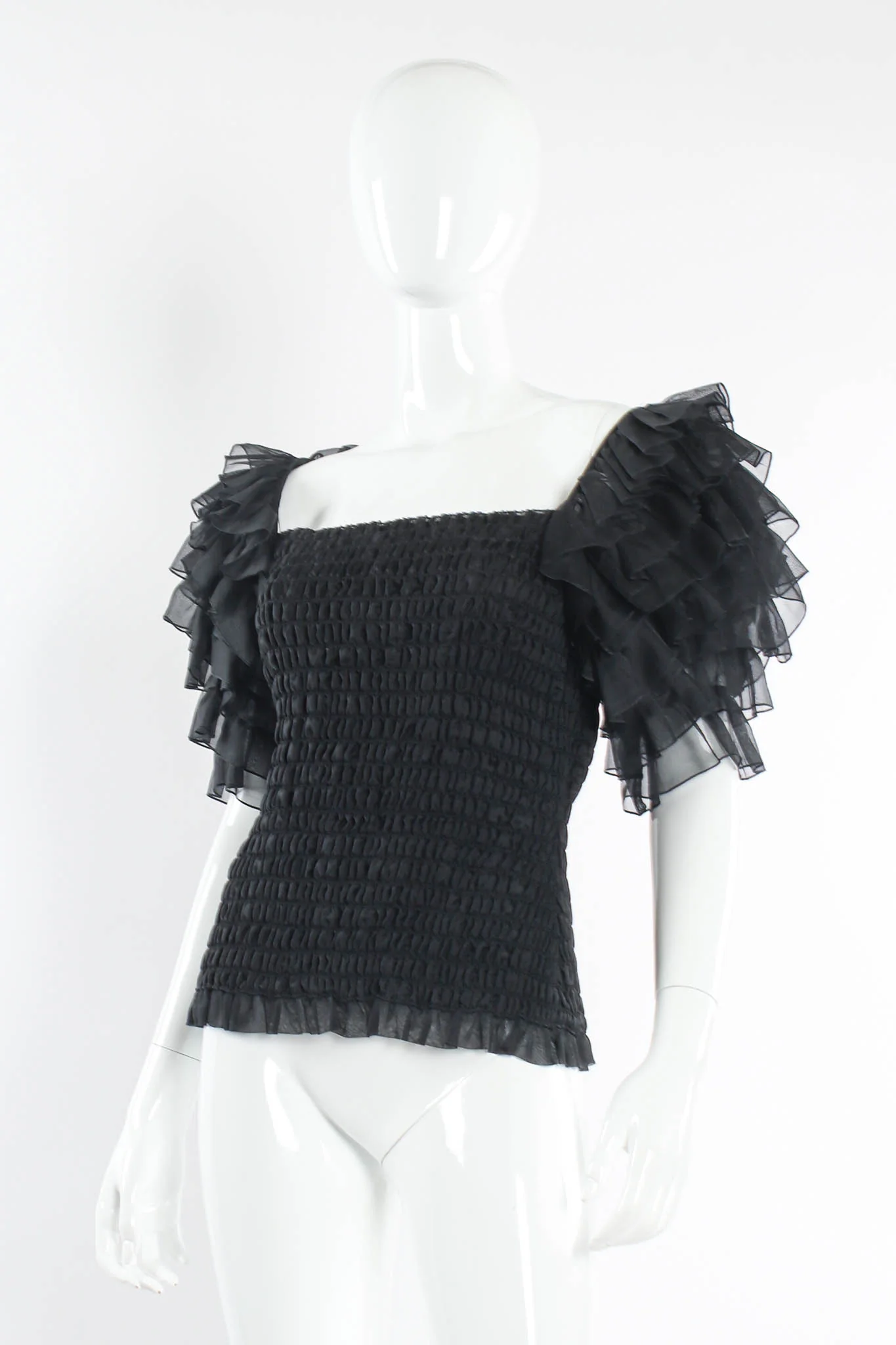 Silk Smocked Ruffle Top - Image 2