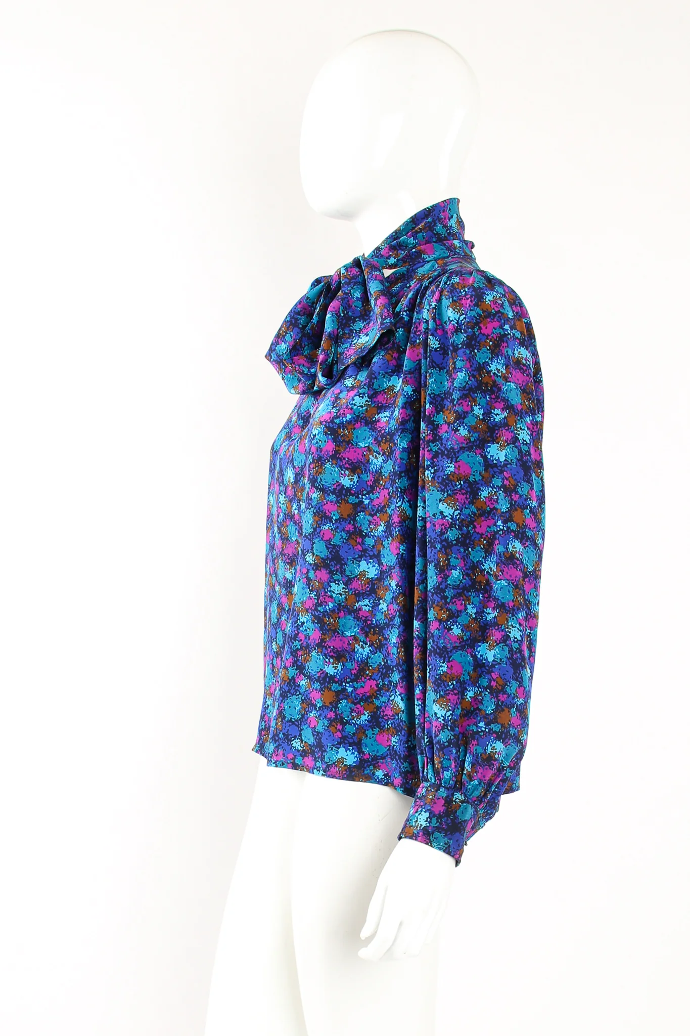 Silk Splatter Bow Blouse - Image 5