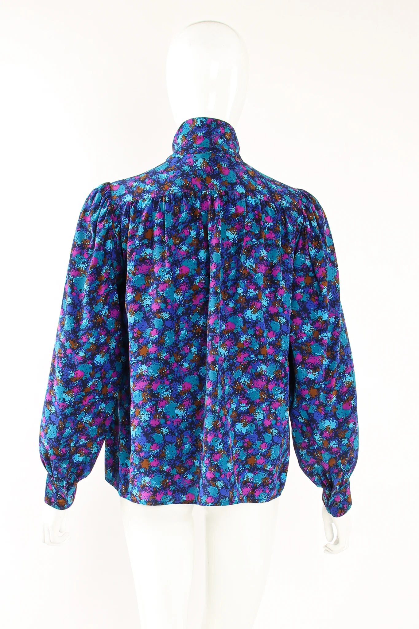 Silk Splatter Bow Blouse - Image 6