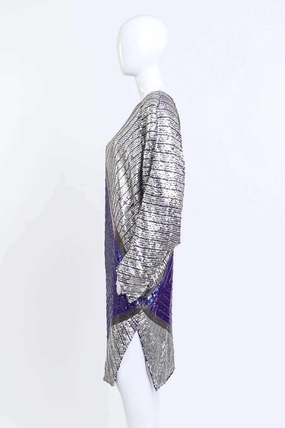 Silk Striped Sequin Dress - Image 3